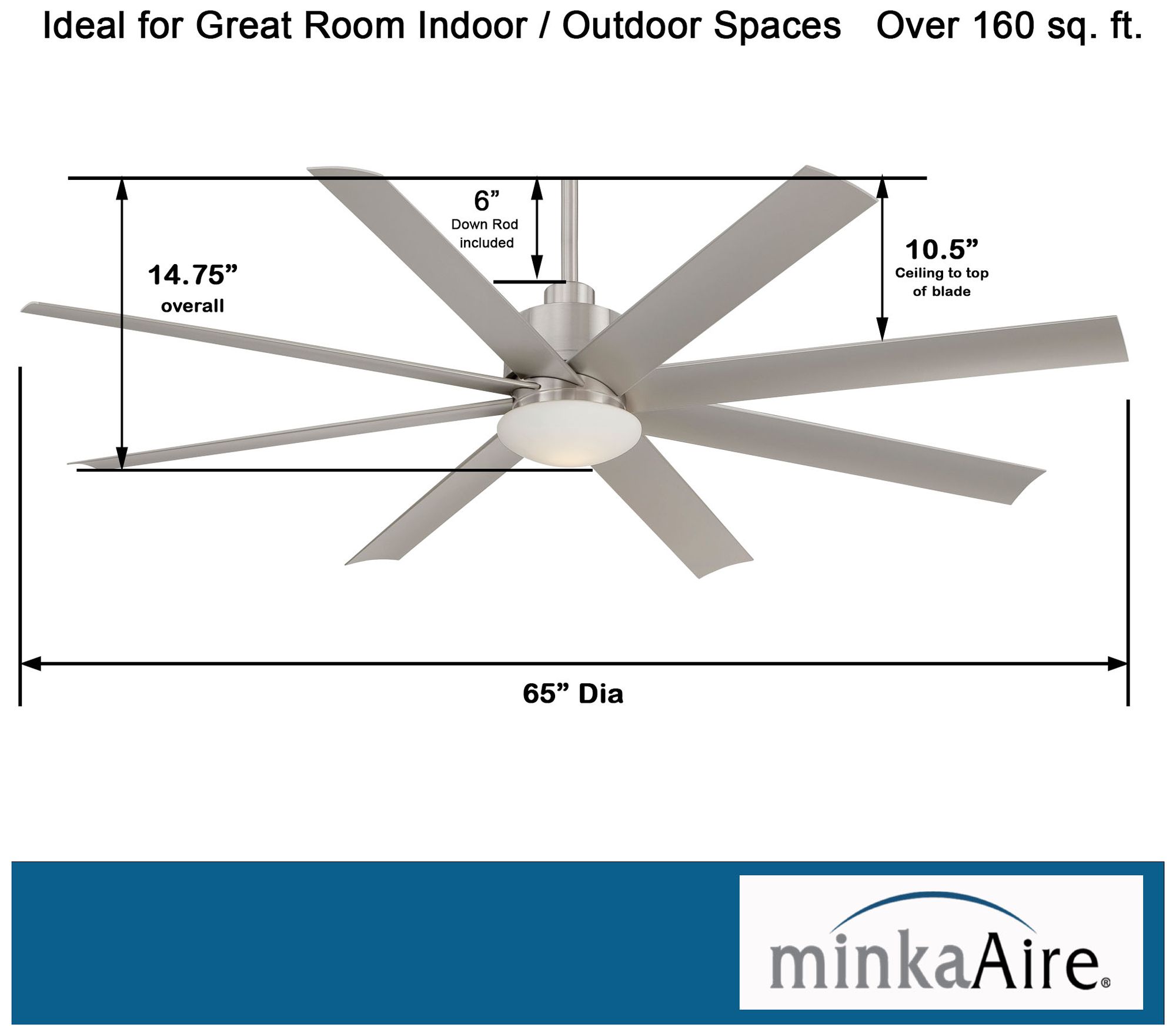 Minka Aire Slipstream 65-inch LED Brushed Nickel Outdoor Ceiling Fan