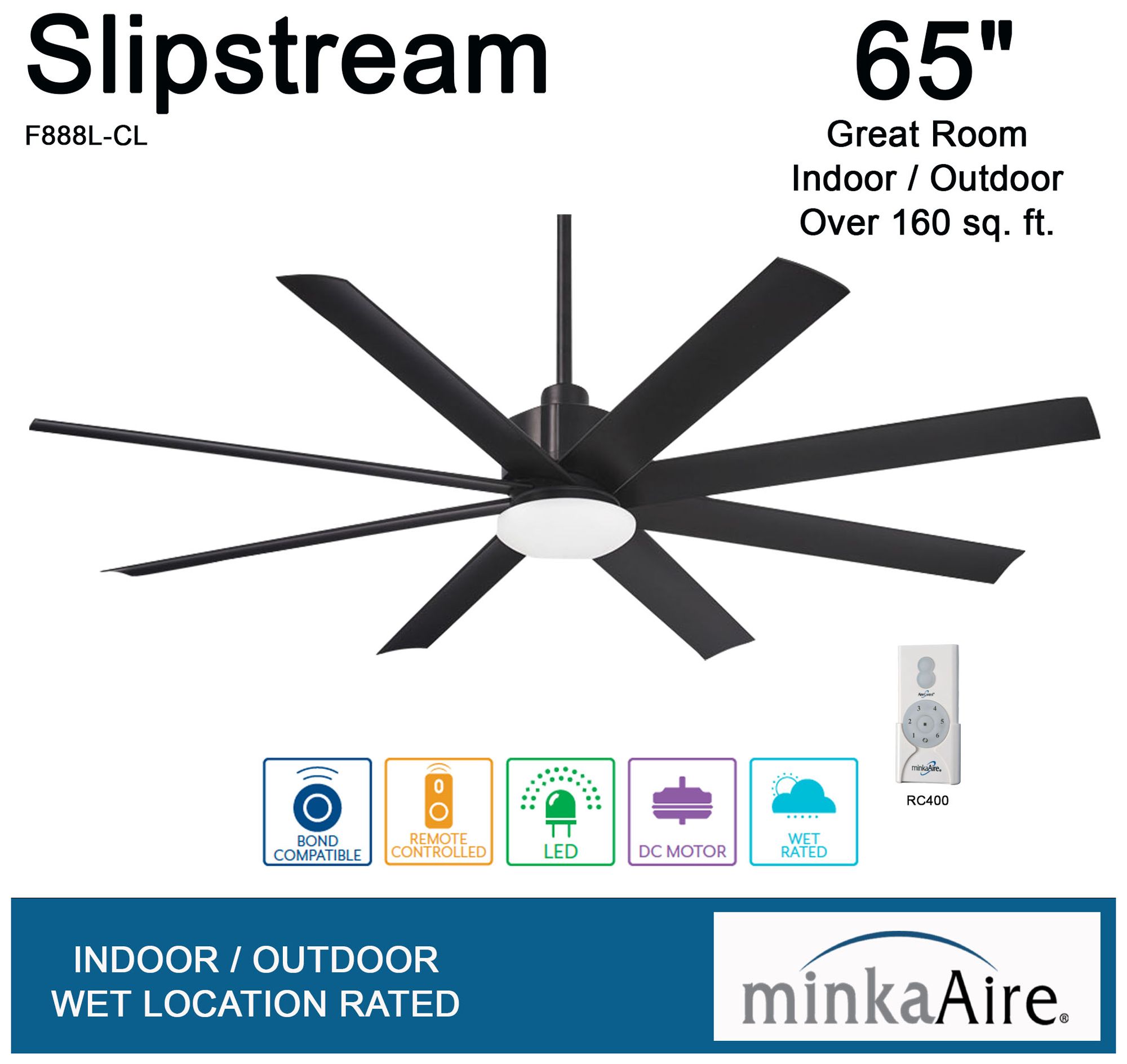 Image 7 Minka Aire Slipstream 65-inch LED Coal Outdoor Ceiling Fan more views