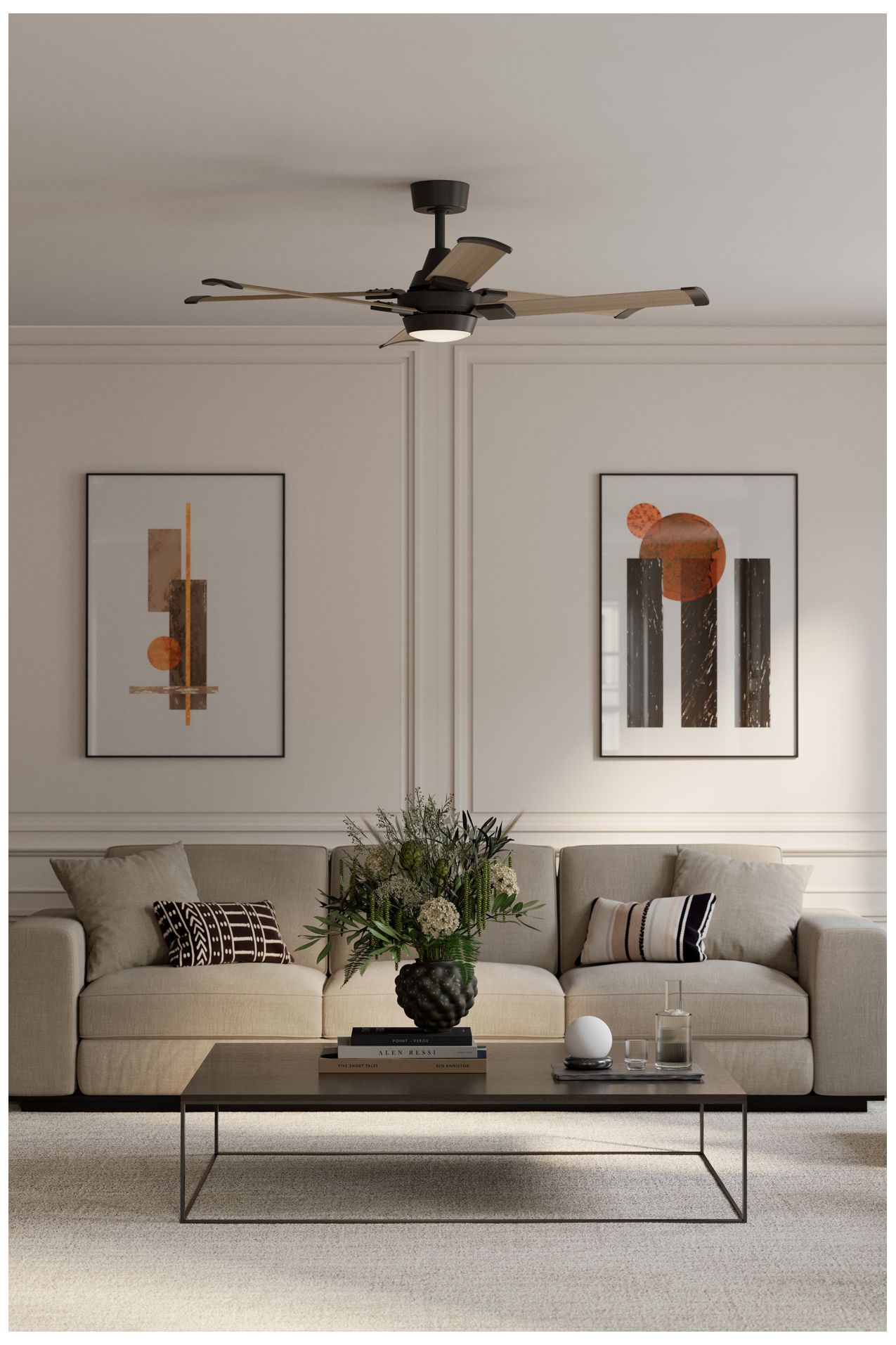 Image 4 Minka Aire Soarin 56-in CCT LED Coal Black Cover Patio 6-Blade Ceiling Fan more views