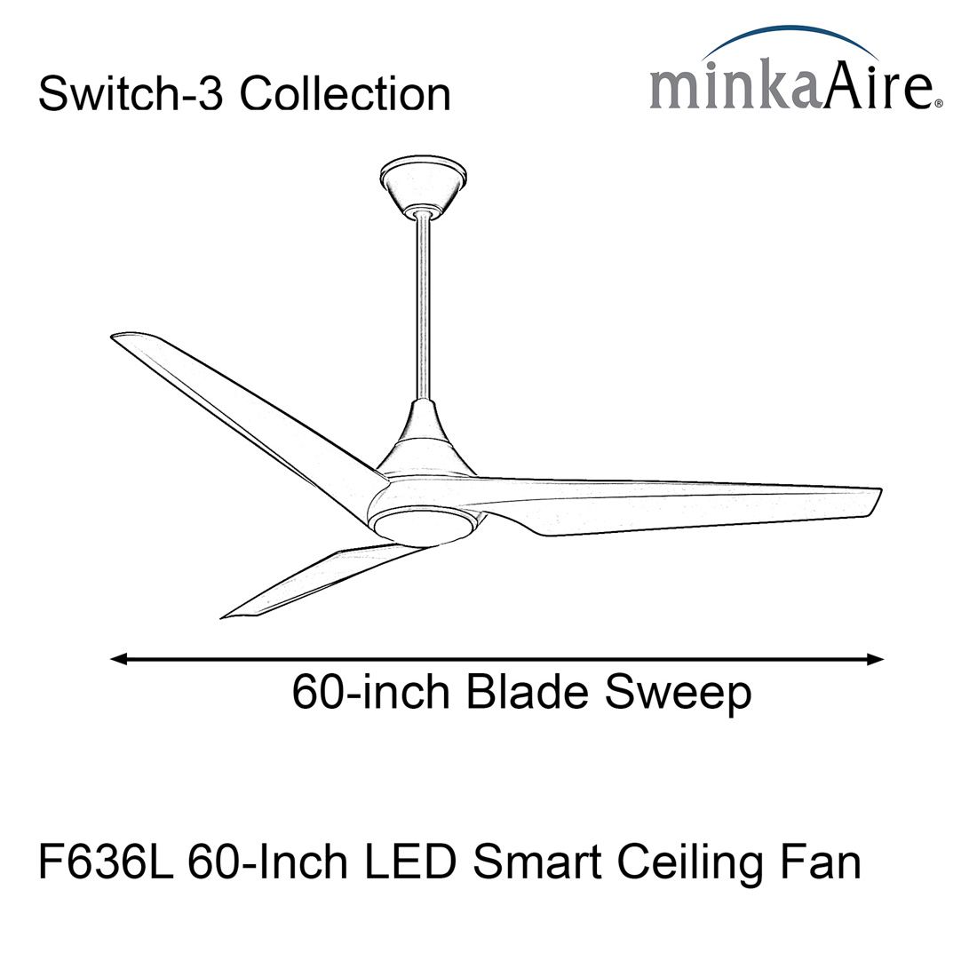 Minka-Aire Switch 60-in LED Brushed Nickel 3-Blade Dual Mount Ceiling Fan