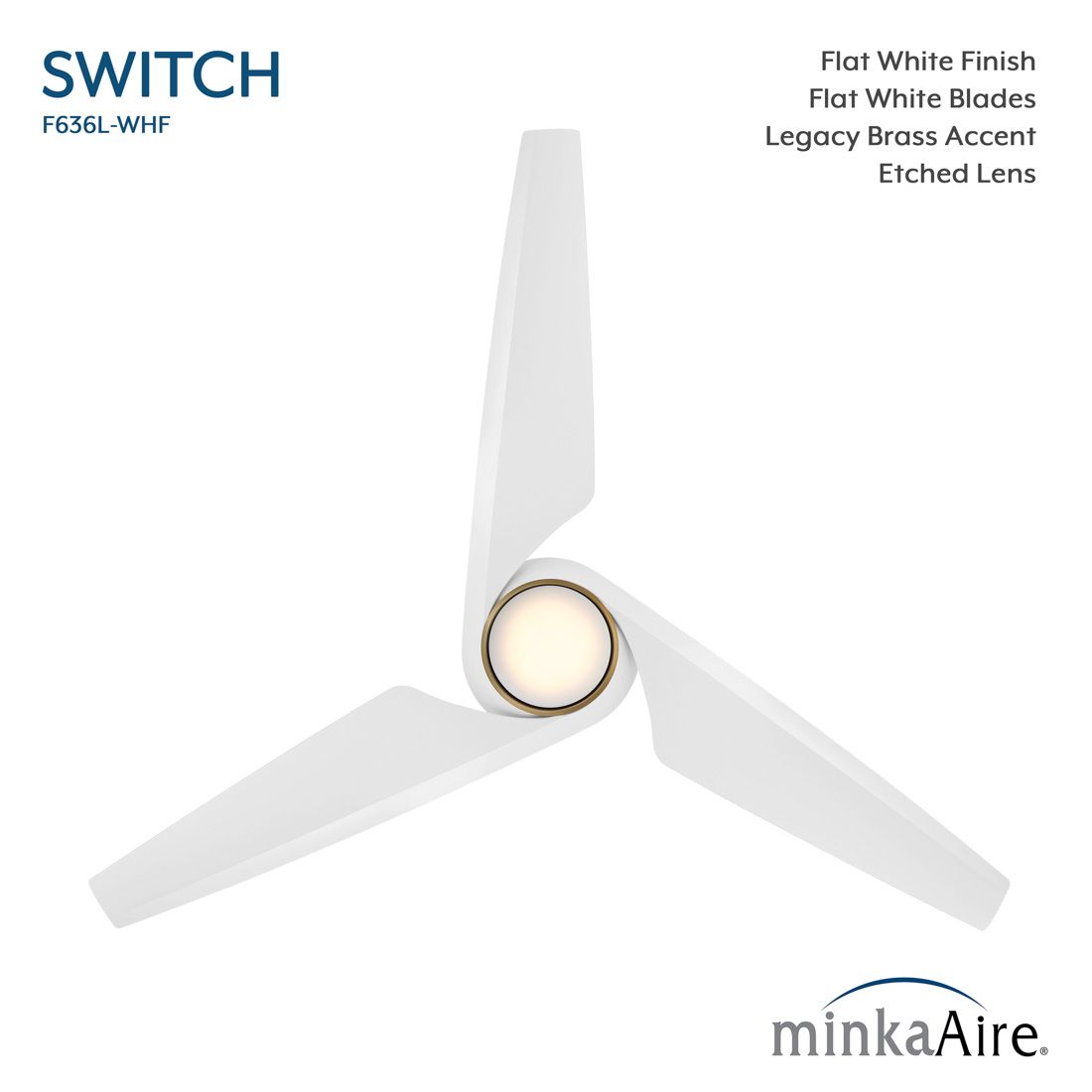 Minka-Aire Switch 60-in LED Flat White 3-Blade Dual Mount Ceiling Fan