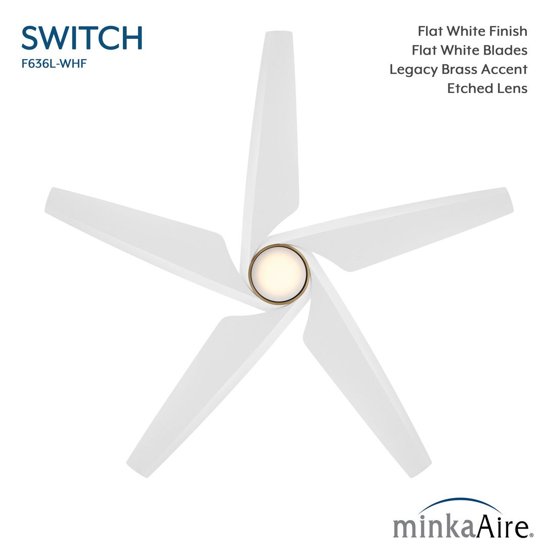 Minka-Aire Switch 60-in LED Flat White 5-Blade Dual Mount Ceiling Fan