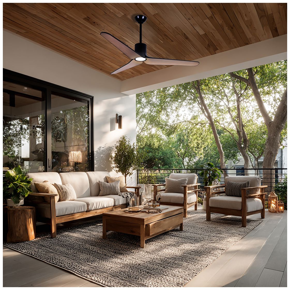 Image 4 Minka-Aire Tempri 56-in LED Coal Black Indoor/Outdoor 3-Blade Ceiling Fan more views
