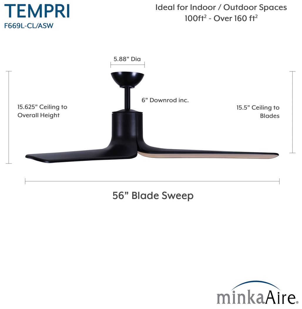 Image 6 Minka-Aire Tempri 56-in LED Coal Black Indoor/Outdoor 3-Blade Ceiling Fan more views