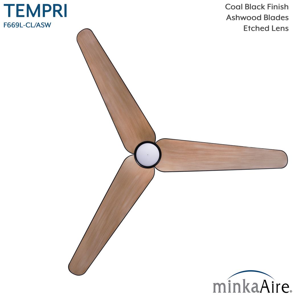 Minka-Aire Tempri 56-in LED Coal Black Indoor/Outdoor 3-Blade Ceiling Fan