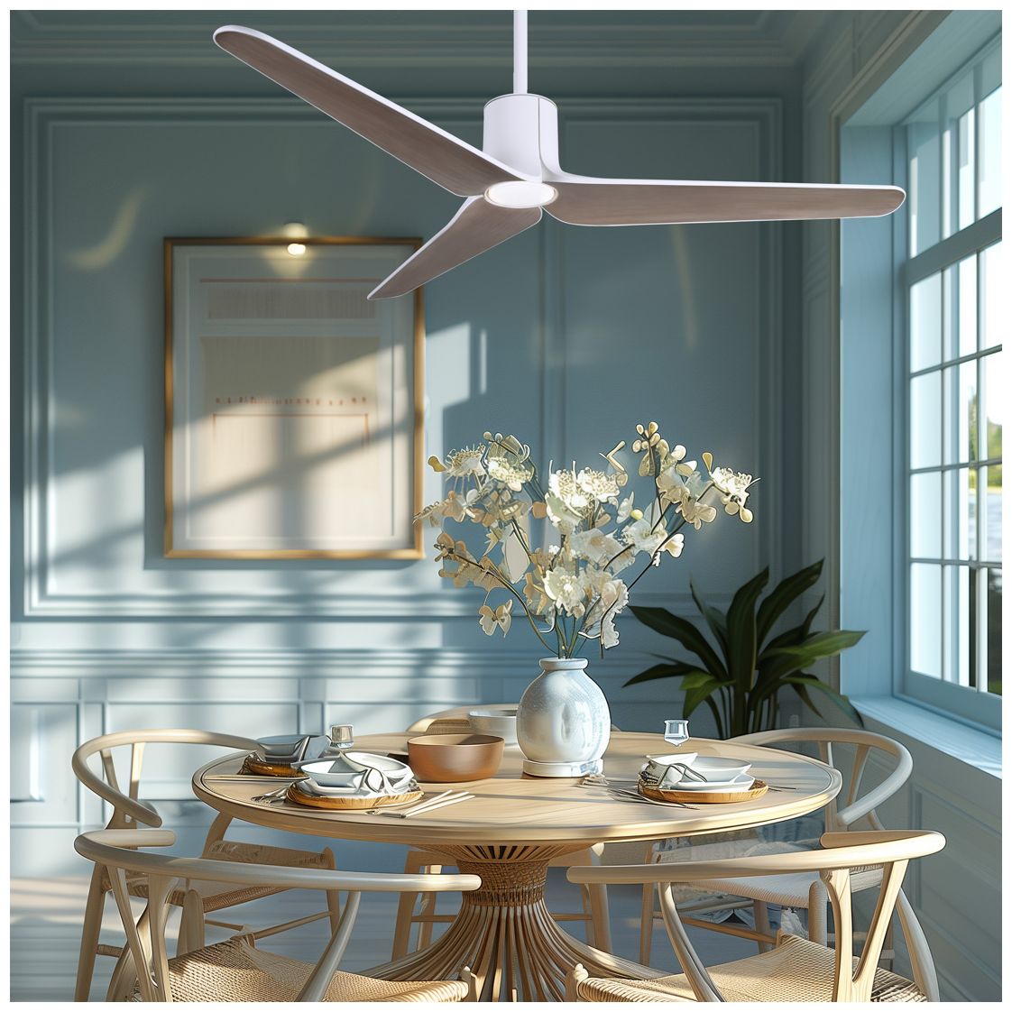 Image 3 Minka-Aire Tempri 56-in LED Flat White Indoor/Outdoor 3-Blade Ceiling Fan more views