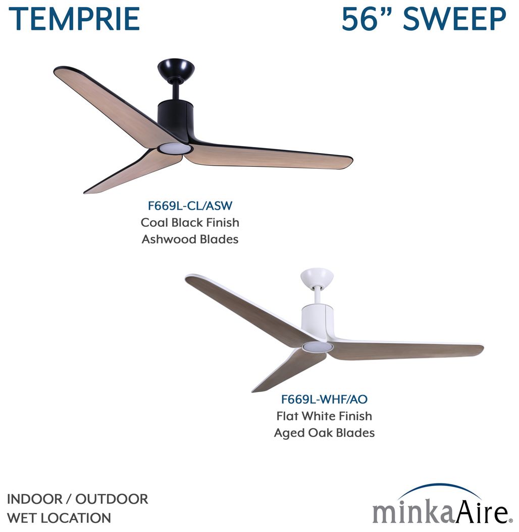Minka-Aire Tempri 56-in LED Flat White Indoor/Outdoor 3-Blade Ceiling Fan