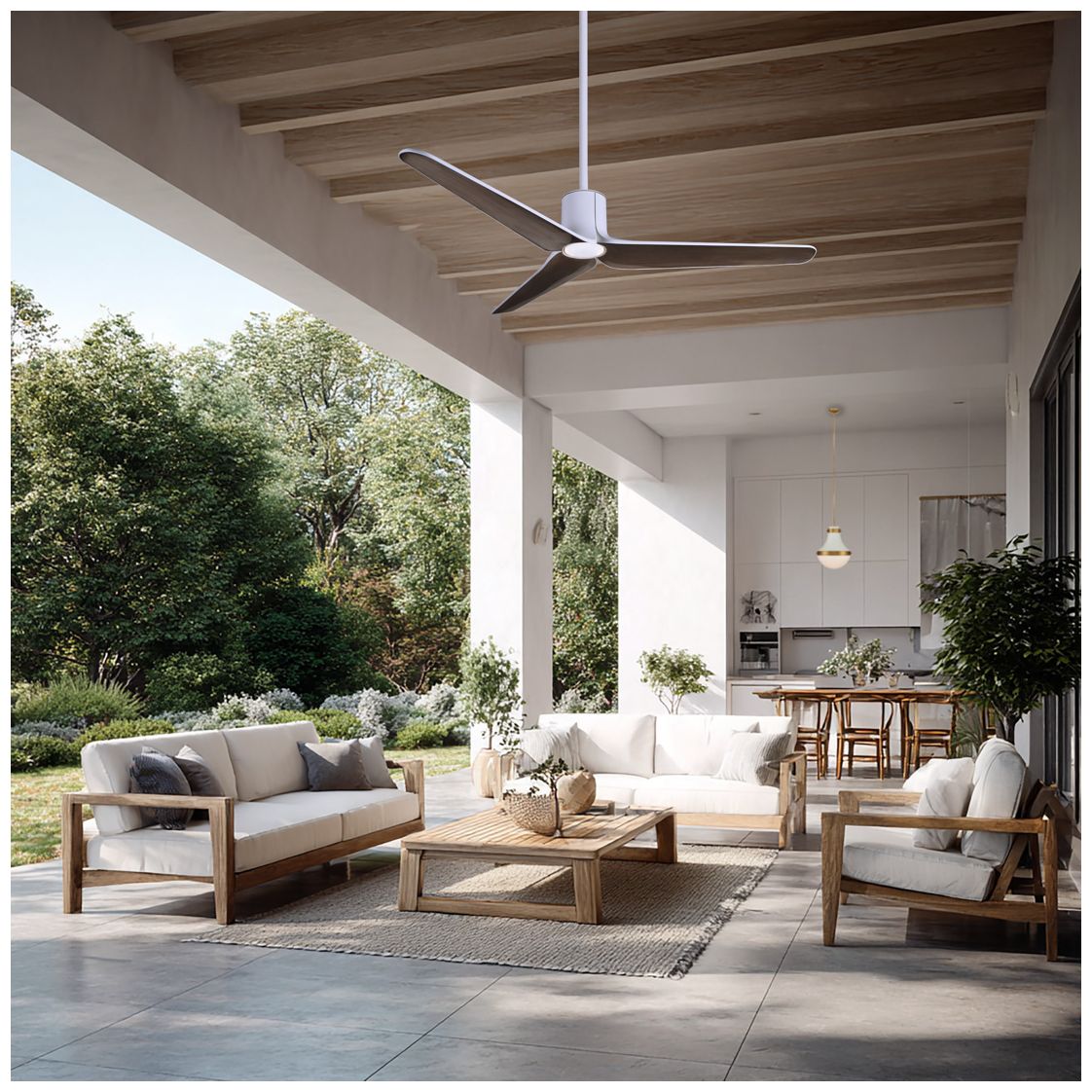 Image 4 Minka-Aire Tempri 56-in LED Flat White Indoor/Outdoor 3-Blade Ceiling Fan more views