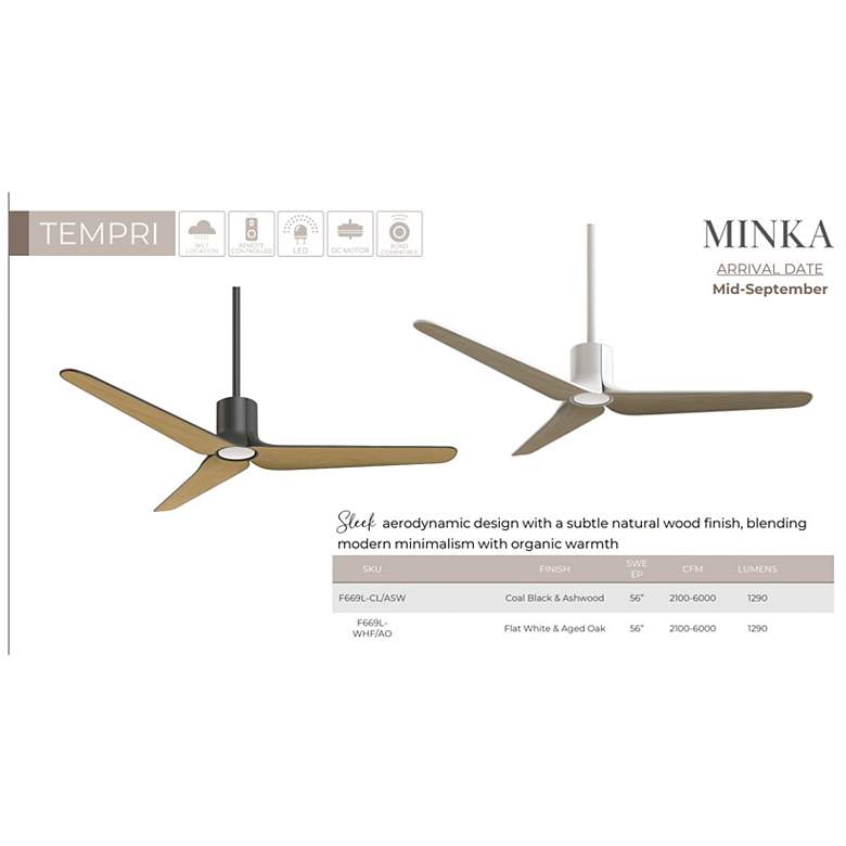 Image 3 Minka-Aire Tempri 56-in LED Flat White Indoor/Outdoor 3-Blade Ceiling Fan more views