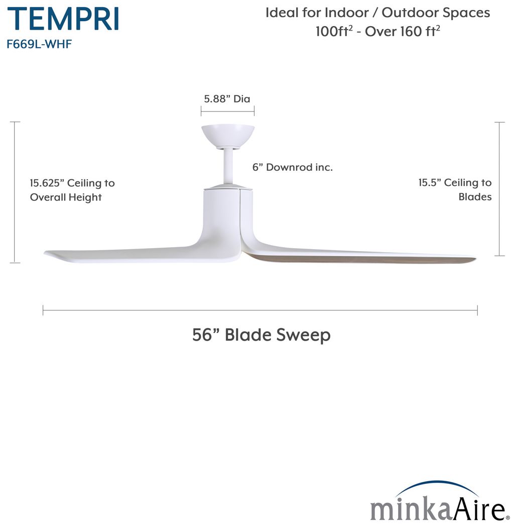 Image 6 Minka-Aire Tempri 56-in LED Flat White Indoor/Outdoor 3-Blade Ceiling Fan more views