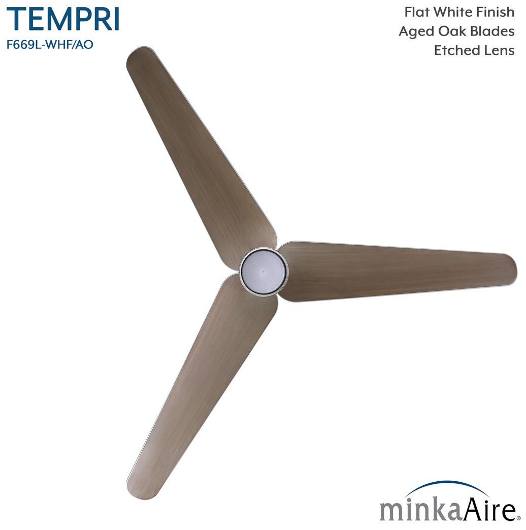 Minka-Aire Tempri 56-in LED Flat White Indoor/Outdoor 3-Blade Ceiling Fan
