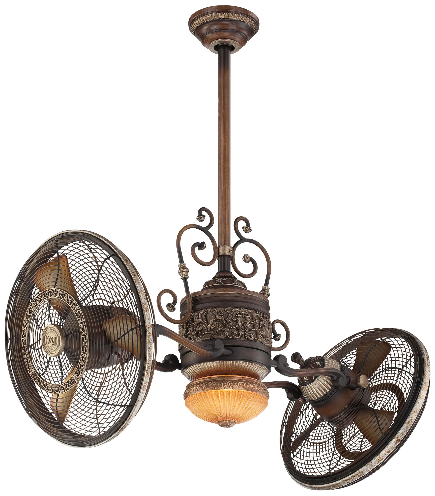 Image 2 Minka Aire Traditional Gyro 42-in LED Belcaro Walnut Twin Turbo Ceiling Fan