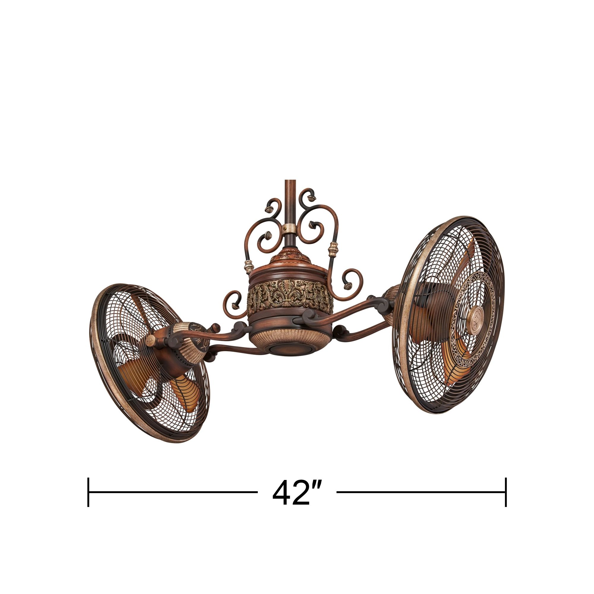 Image 7 Minka Aire Traditional Gyro 42-in LED Belcaro Walnut Twin Turbo Ceiling Fan more views