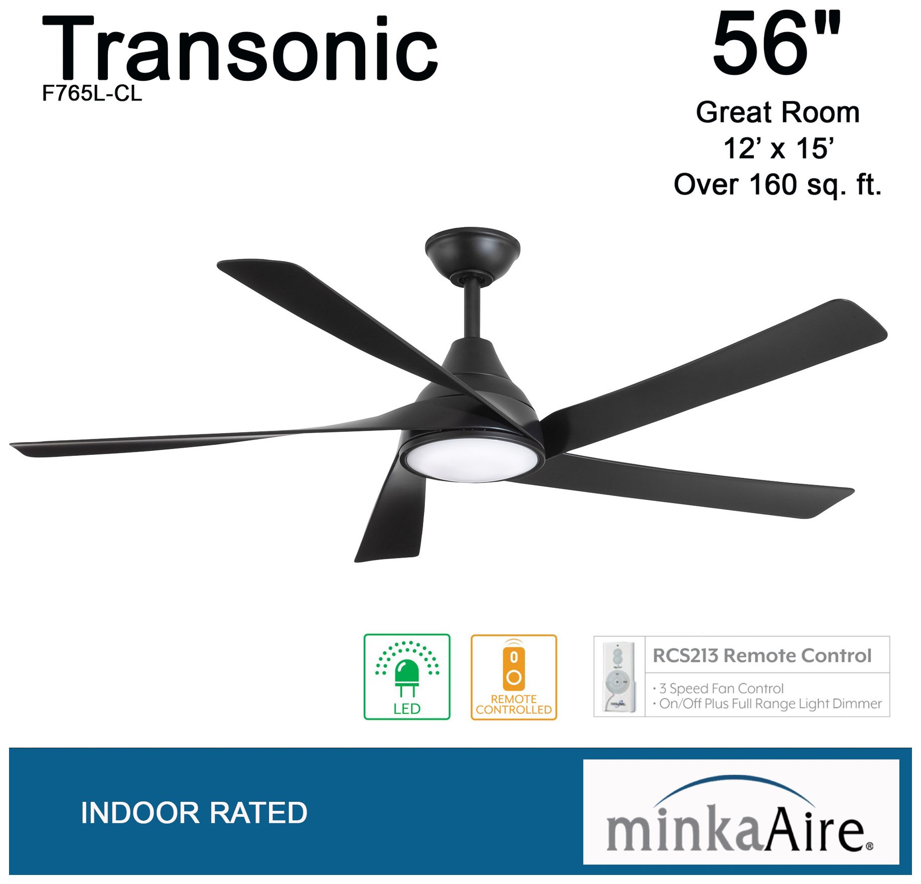 Image 6 Minka Aire Transonic 56-Inch LED Black Ceiling Fan more views