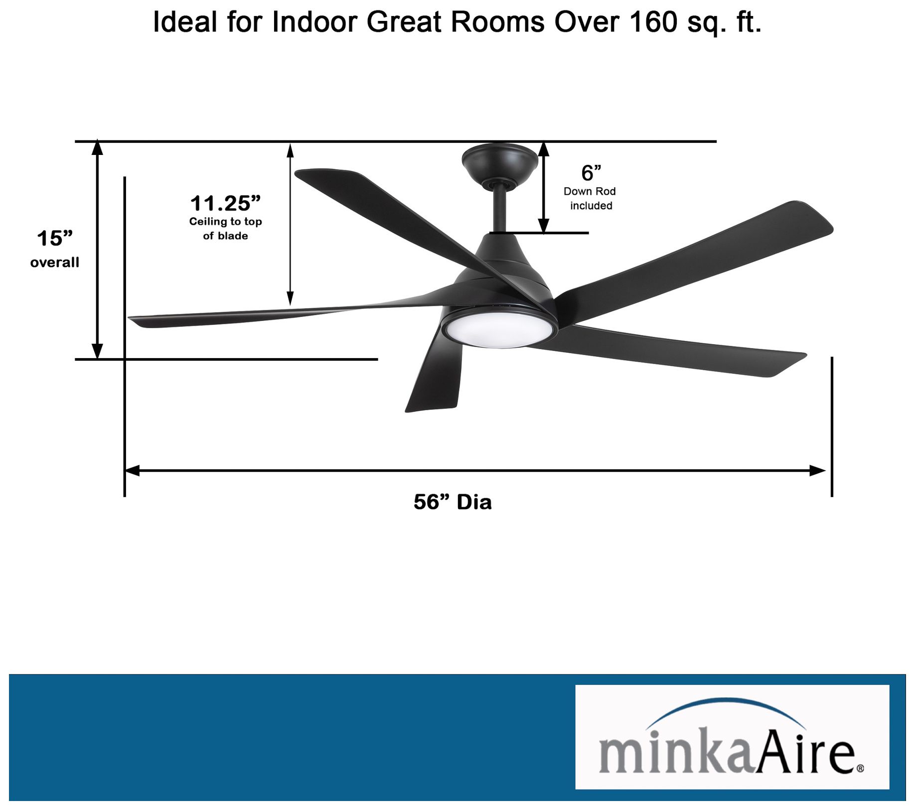 Minka Aire Transonic 56-Inch LED Black Ceiling Fan