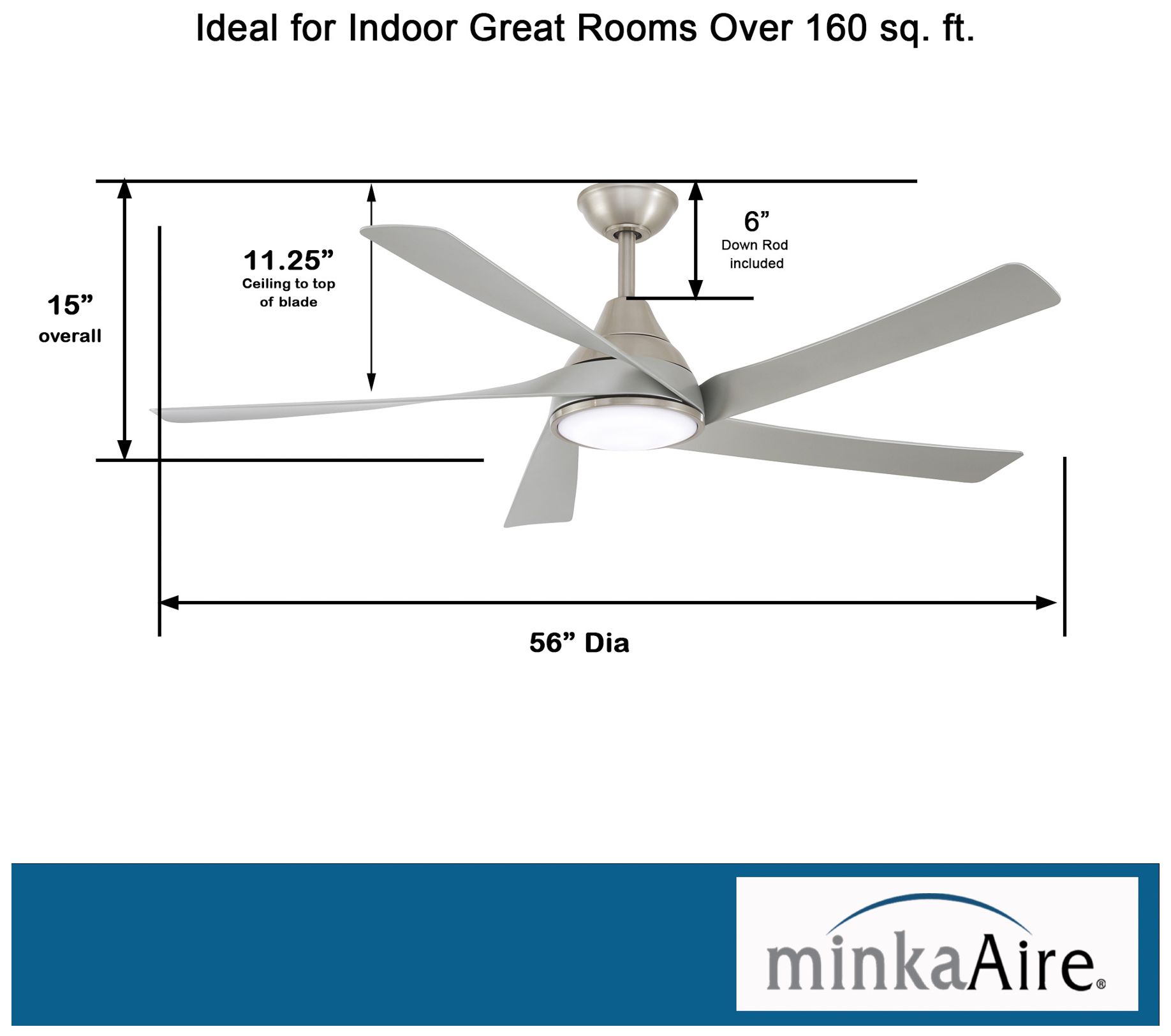 Minka Aire Transonic 56-Inch LED Brushed Nickel Ceiling Fan