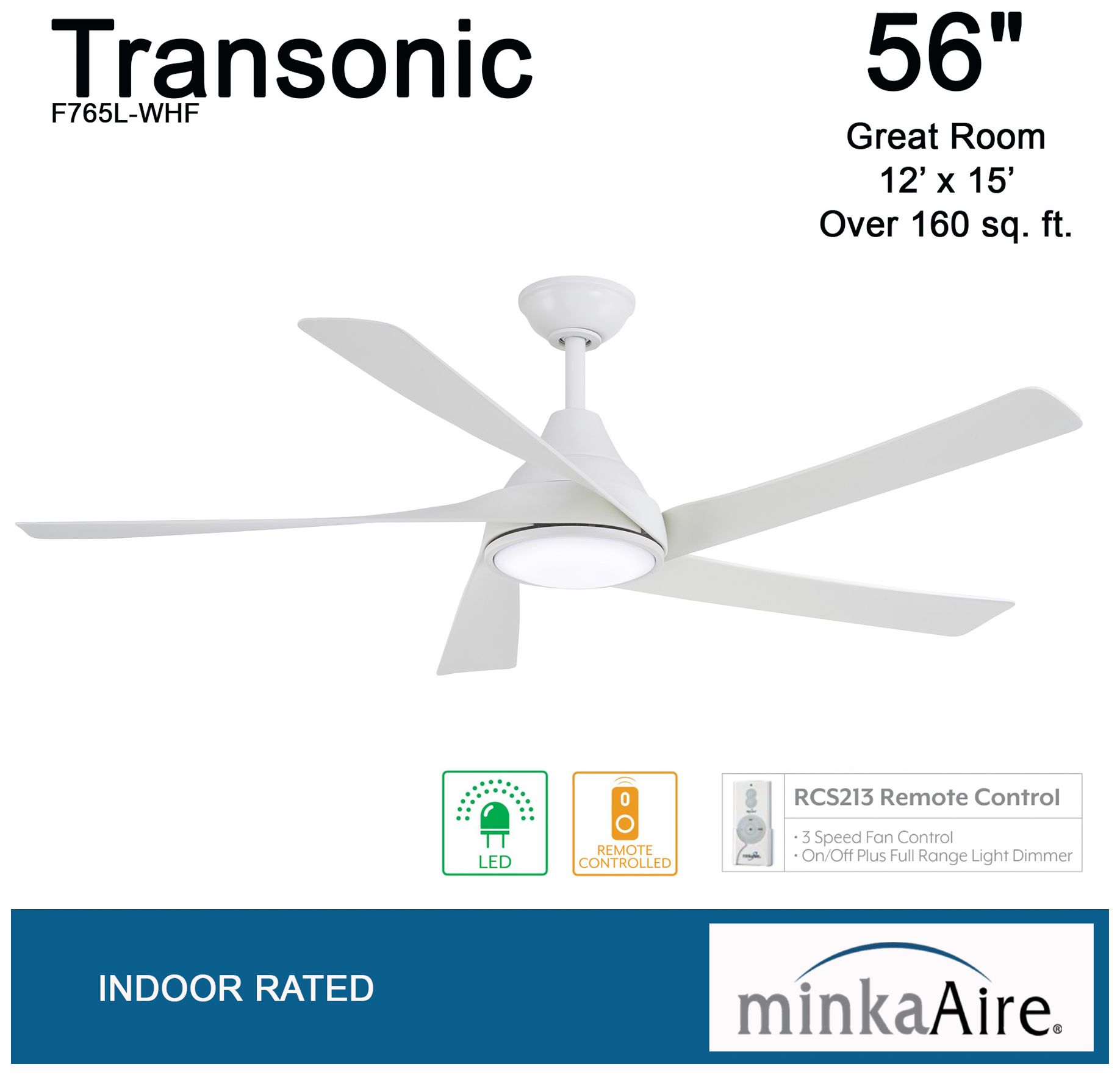 Image 6 Minka Aire Transonic 56-Inch LED Flat White Ceiling Fan more views