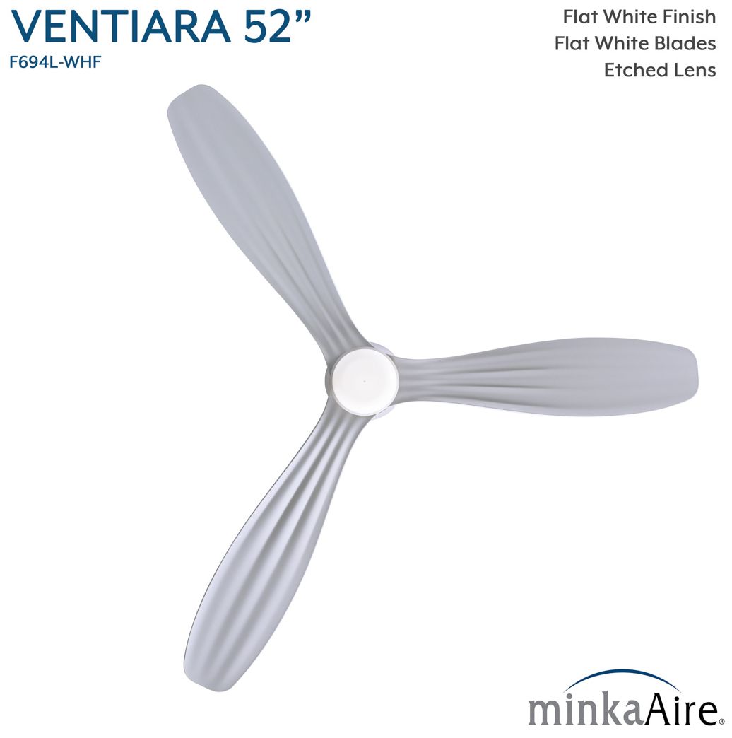 Image 6 Minka-Aire Ventiara 52-in LED Flat White Indoor/Outdoor 3-Blade Ceiling Fan more views