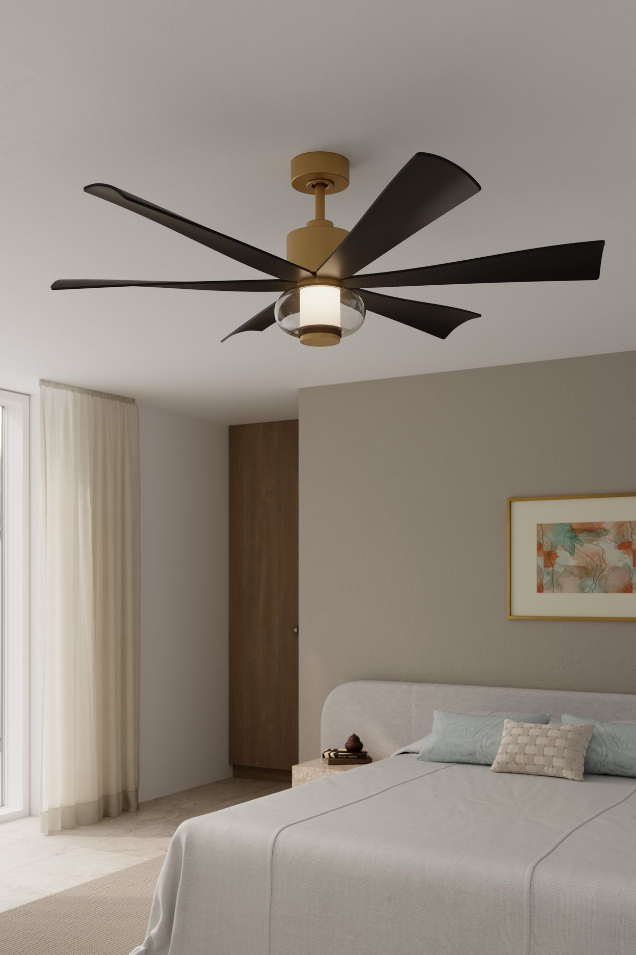 Minka Aire Veyra 56-in CCT LED Legacy Brass Indoor 6-Blade Ceiling Fan