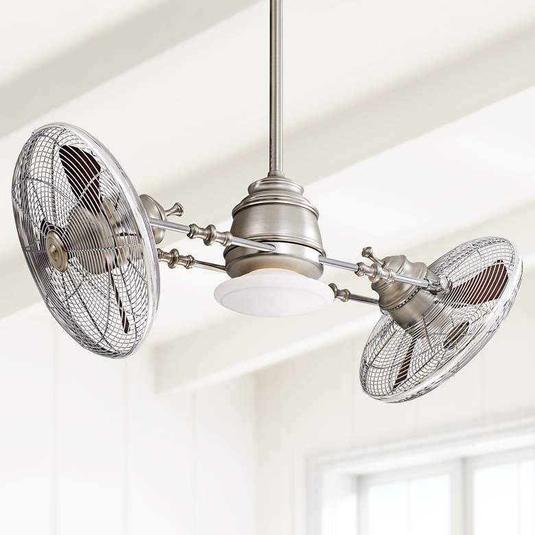 Image 1 Minka Aire Vintage Gyro Brushed Nickel Chrome Ceiling Fan
