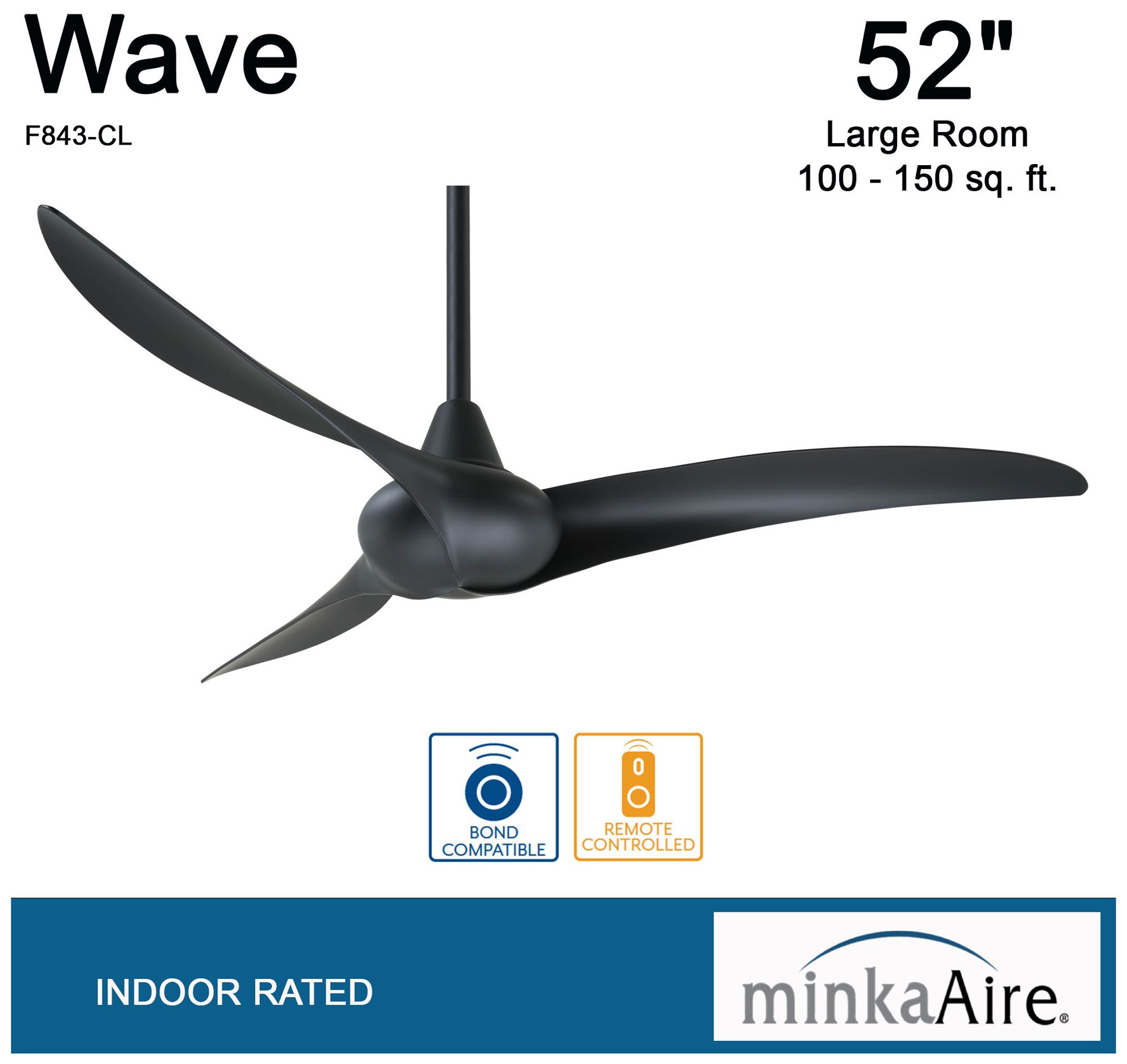 Image 4 Minka Aire Wave 52-inch Coal Black Indoor Ceiling Fan with Remote more views