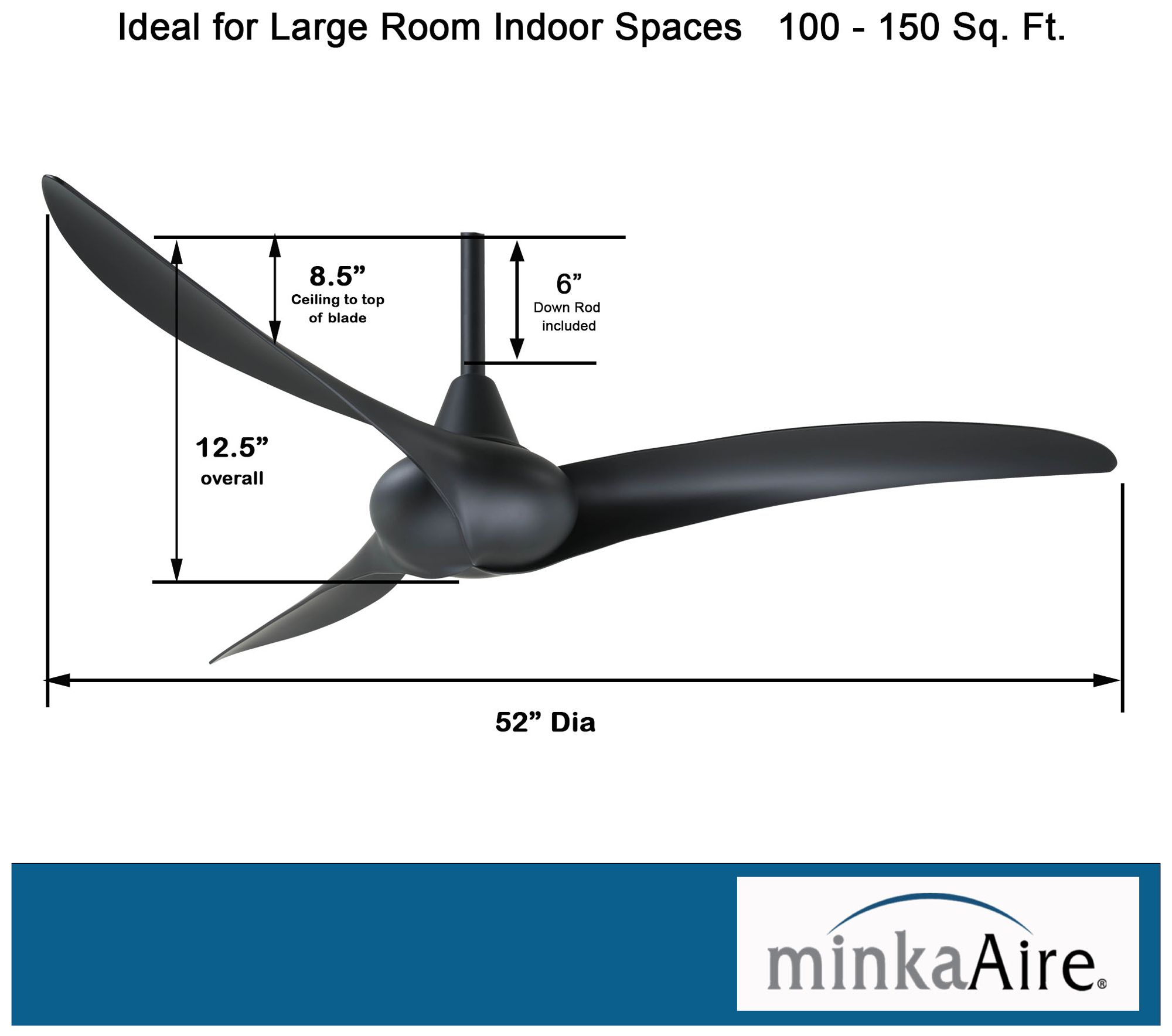 Image 6 Minka Aire Wave 52-inch Coal Black Indoor Ceiling Fan with Remote more views