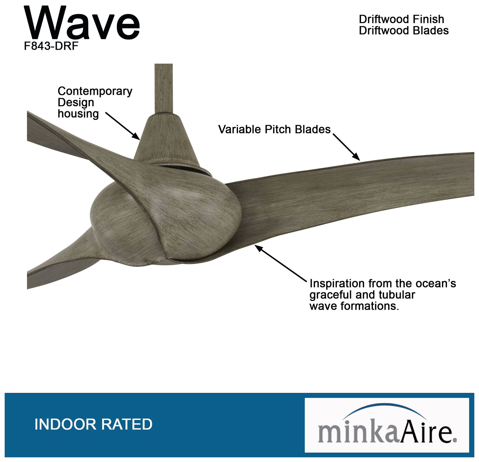 Image 5 Minka Aire Wave 52-inch Driftwood Indoor Ceiling Fan with Remote more views