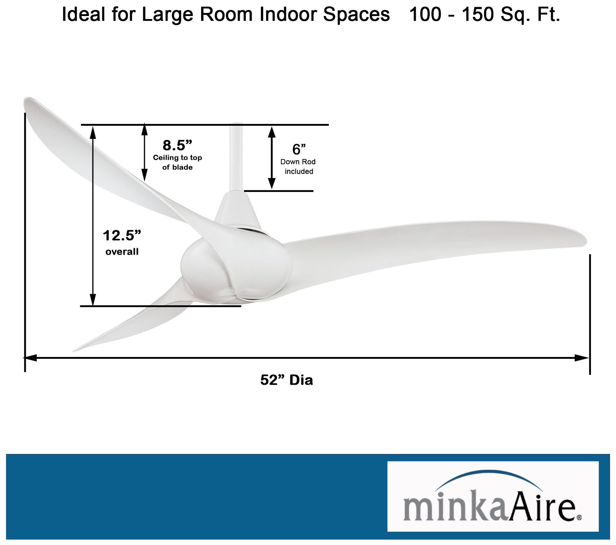 Image 7 Minka Aire Wave 52-inch White 3-Blade Indoor Ceiling Fan with Remote more views