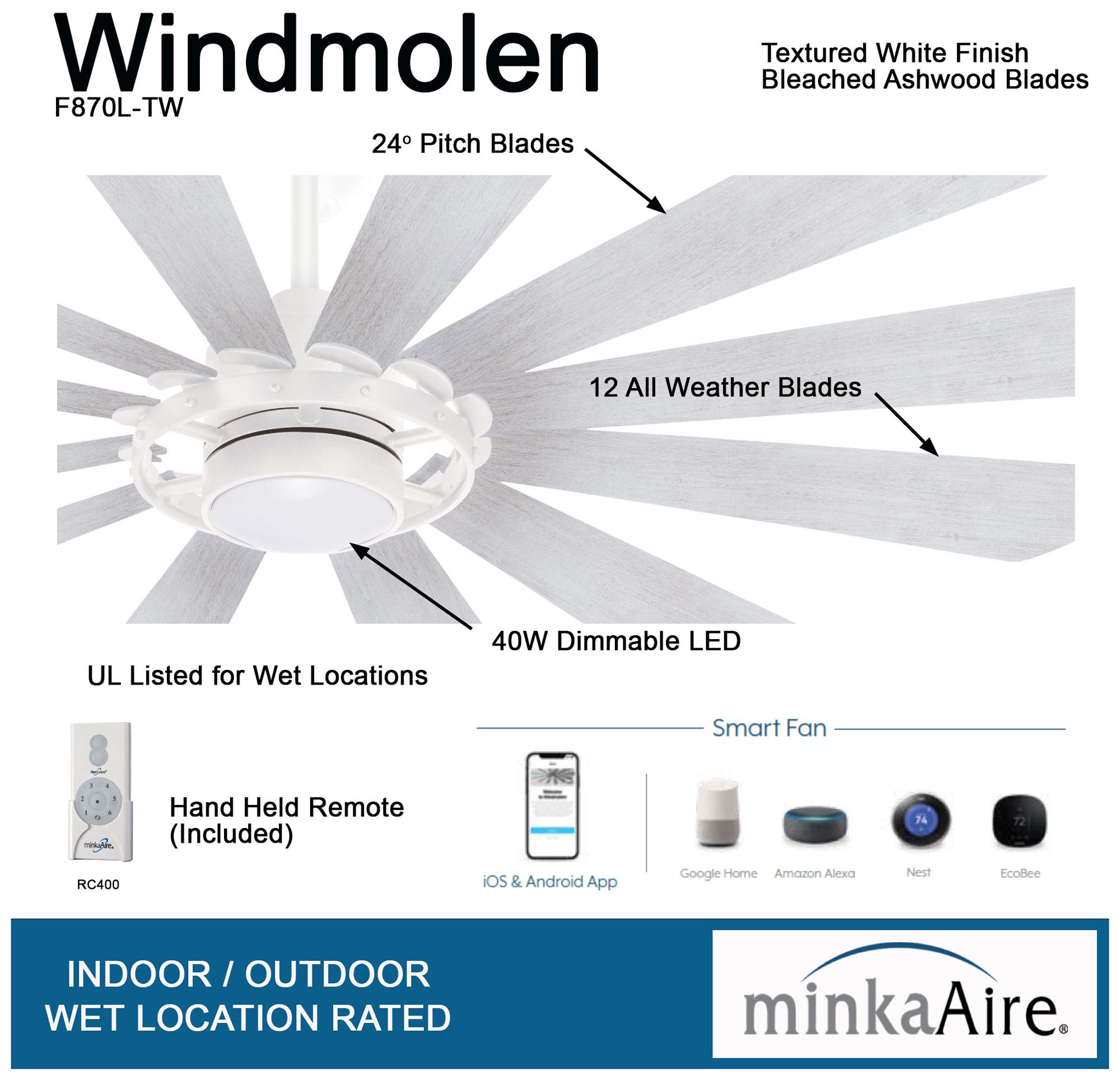 Image 6 Minka Aire Windmolen LED 65-inch Bronze Smart Outdoor Ceiling Fan more views