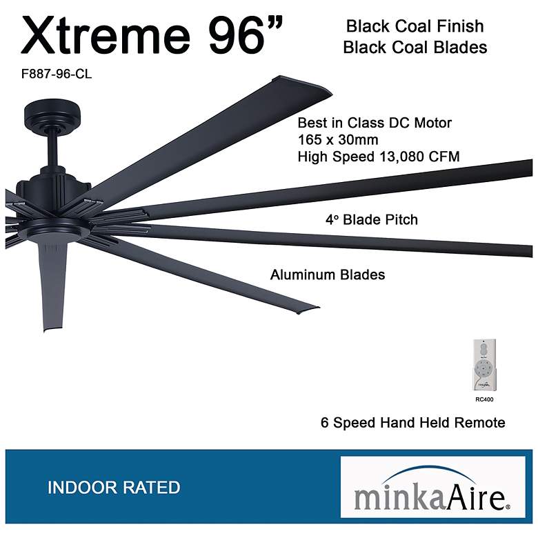 Image 2 Minka-Aire Xtreme 96-in Coal Black Indoor 9-Blade Ceiling Fan more views
