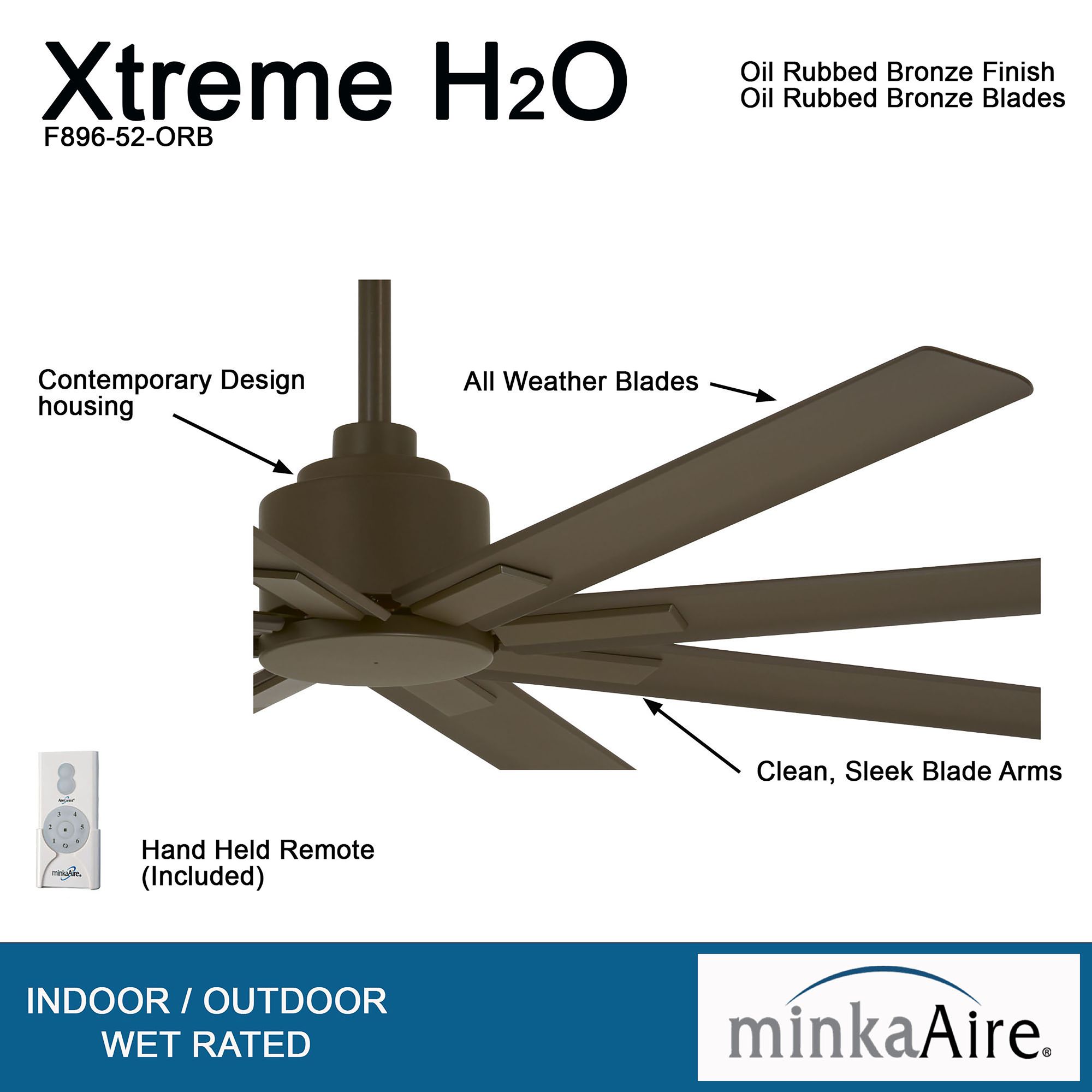 Image 6 Minka-Aire Xtreme H20 52-in Oil Rub Bronze Outdoor Ceiling Fan with Remote more views
