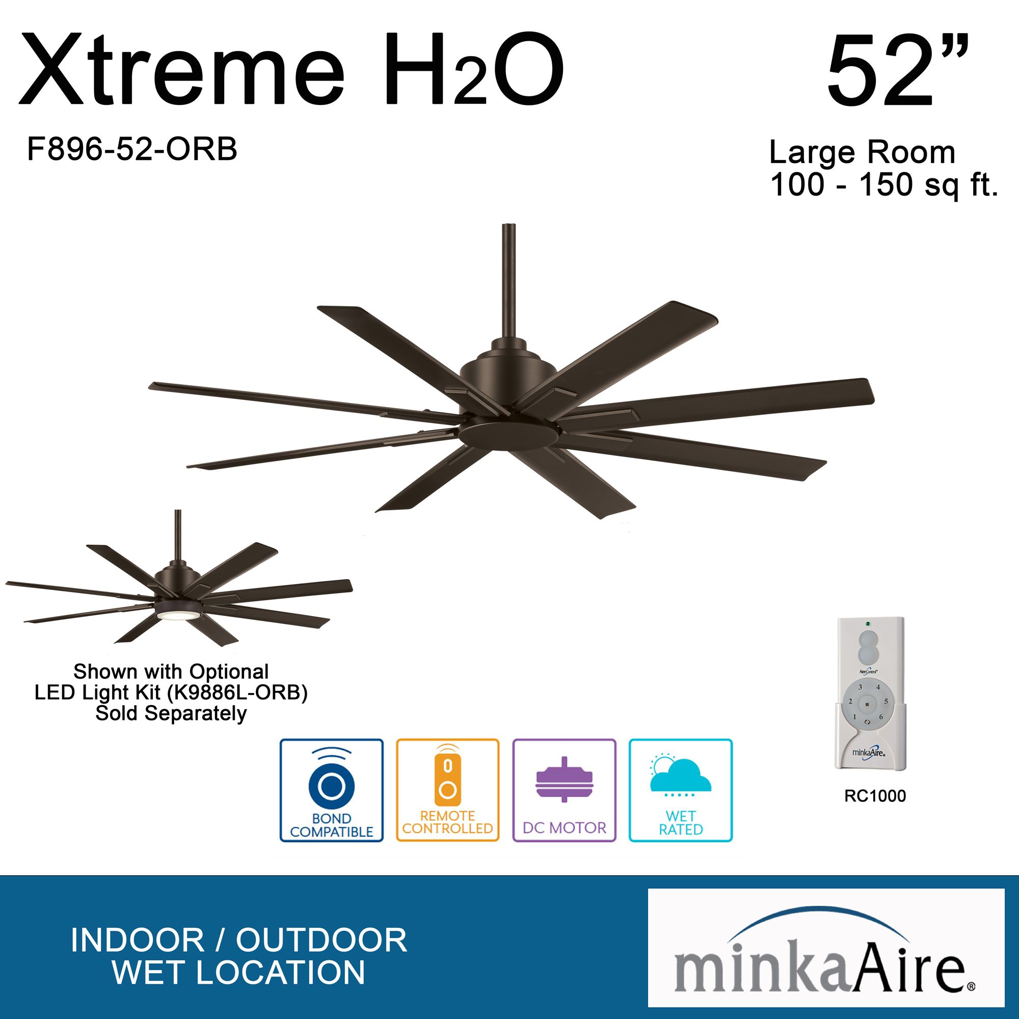 Image 7 Minka-Aire Xtreme H20 52-in Oil Rub Bronze Outdoor Ceiling Fan with Remote more views