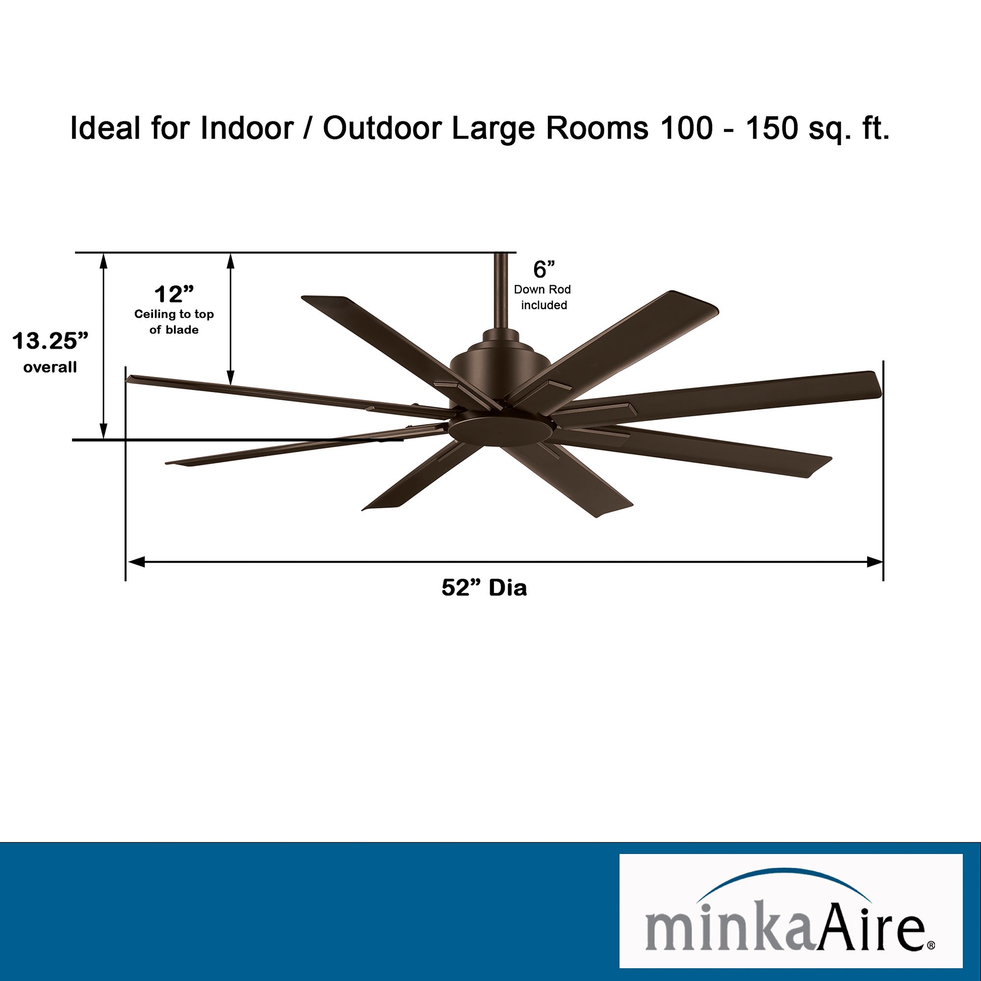 Minka-Aire Xtreme H20 52-in Oil Rub Bronze Outdoor Ceiling Fan with Remote