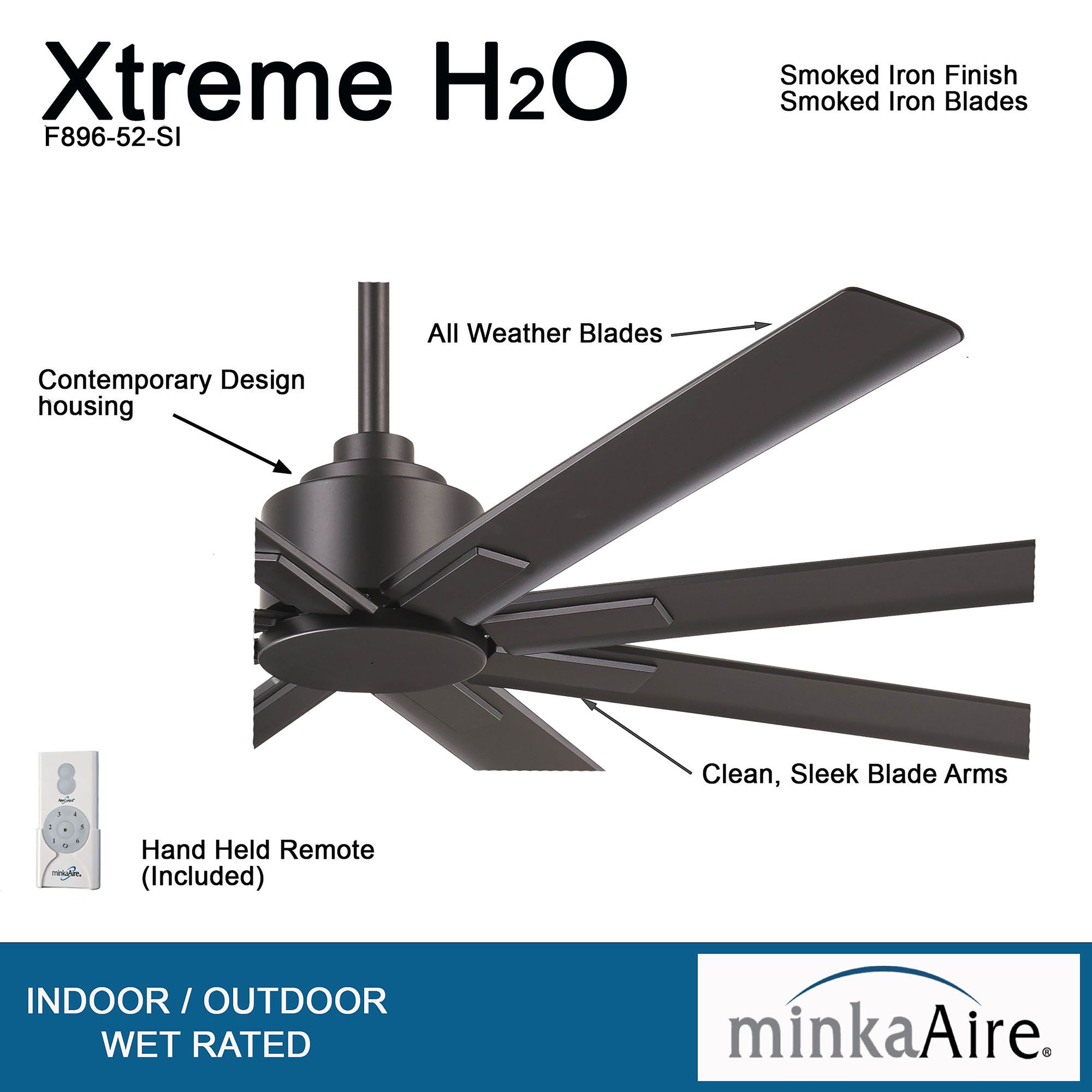 Image 6 Minka-Aire Xtreme H20 52-inch Black Outdoor Ceiling Fan with Remote Control more views