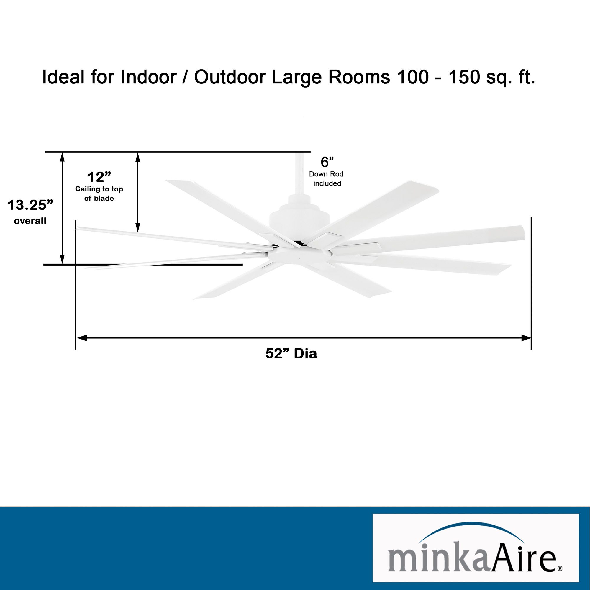 Minka-Aire Xtreme H20 52-inch Flat White Outdoor Ceiling Fan with Remote