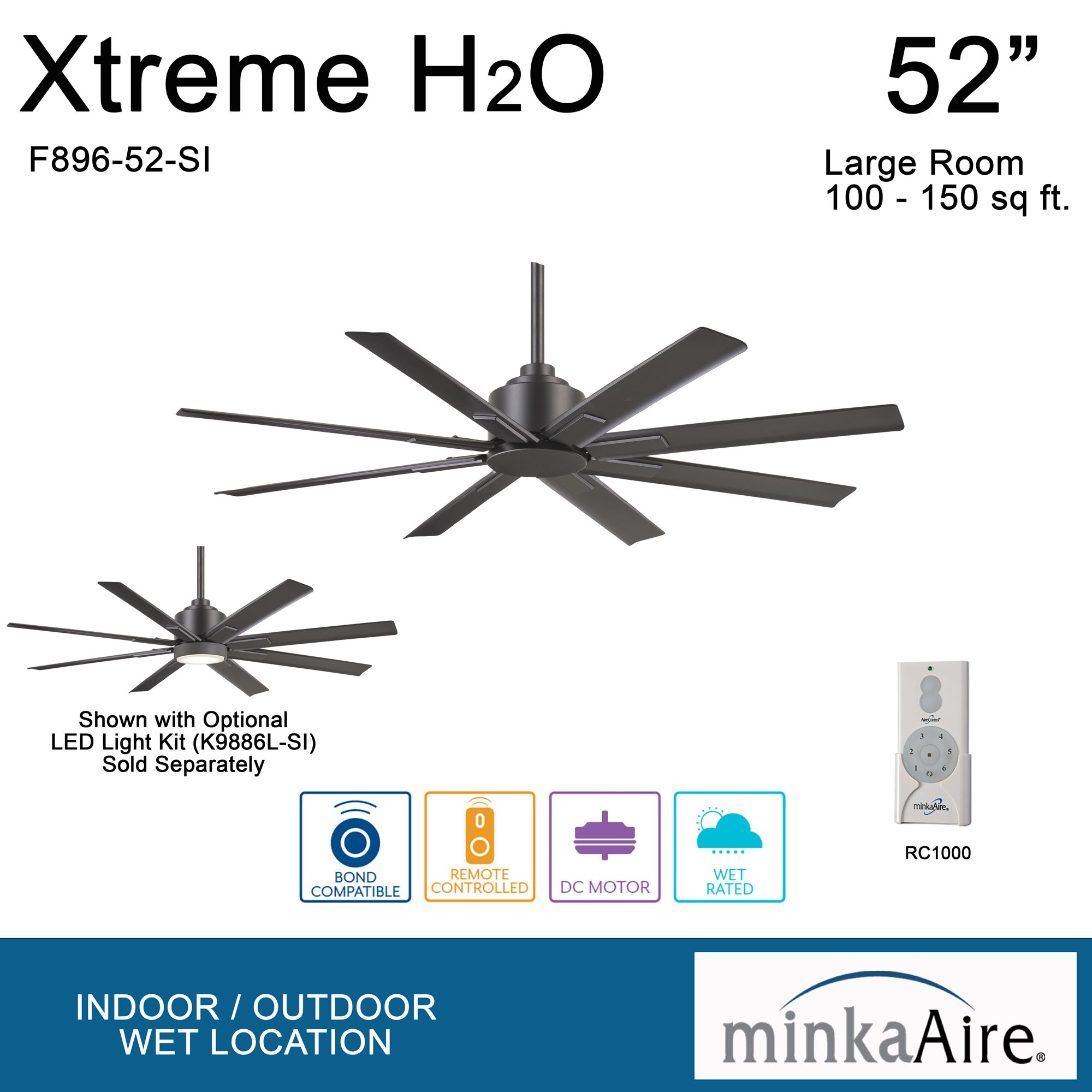 Image 7 Minka-Aire Xtreme H20 52-inch Smoked Iron Outdoor Ceiling Fan with Remote more views