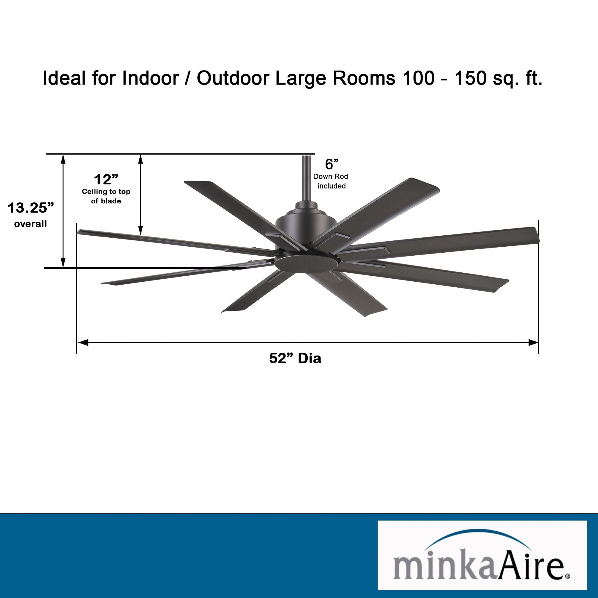 Minka-Aire Xtreme H20 52-inch Smoked Iron Outdoor Ceiling Fan with Remote