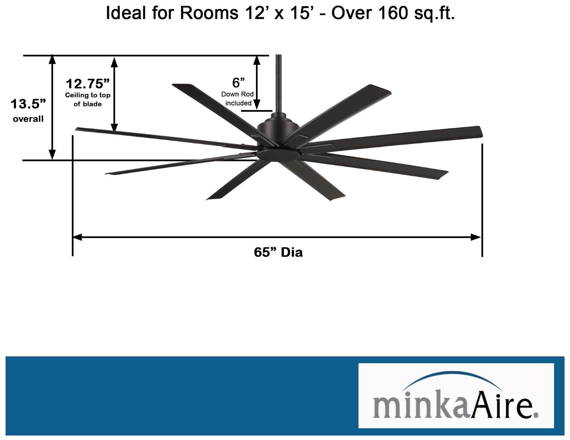 Image 7 Minka-Aire Xtreme H20 65-inch Coal Black 8-Blade Outdoor Ceiling Fan more views