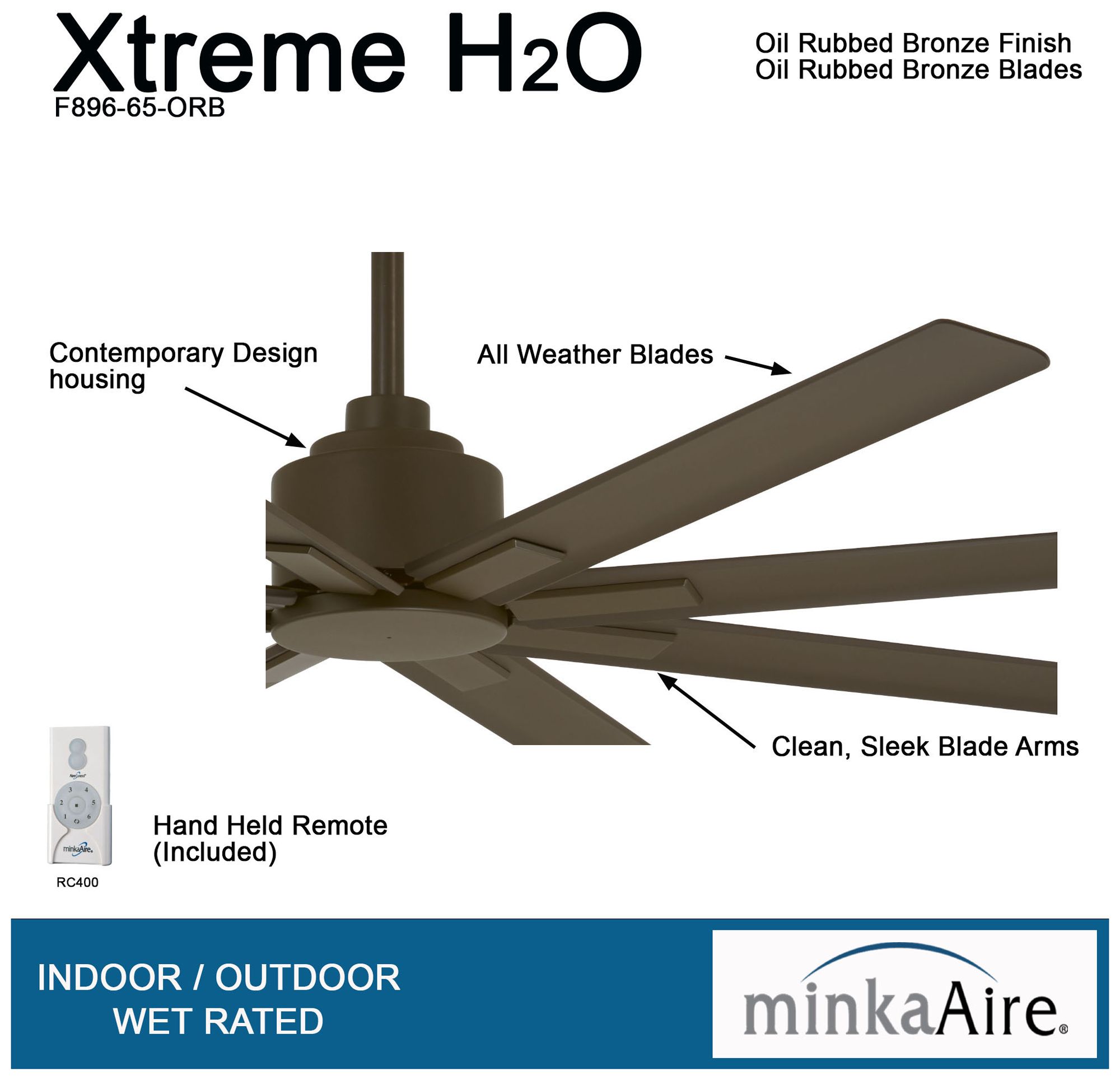 Image 6 Minka Aire Xtreme H20 65-inch Oil Rubbed Bronze Outside Ceiling Fan more views