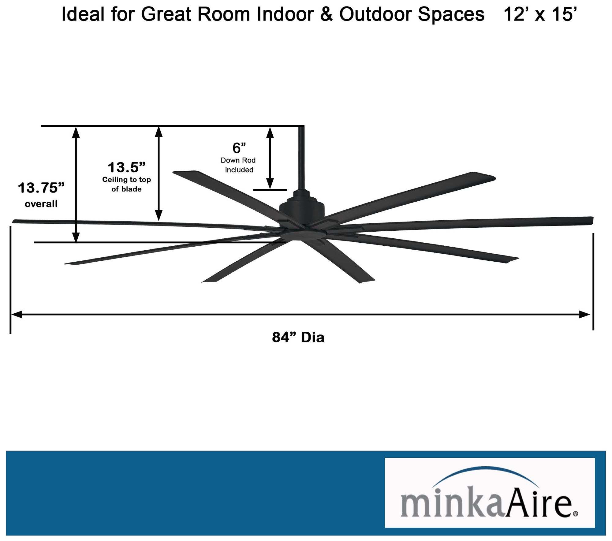 Image 5 Minka-Aire Xtreme H20 84-inch Coal Black 8-Blade Outdoor Ceiling Fan more views