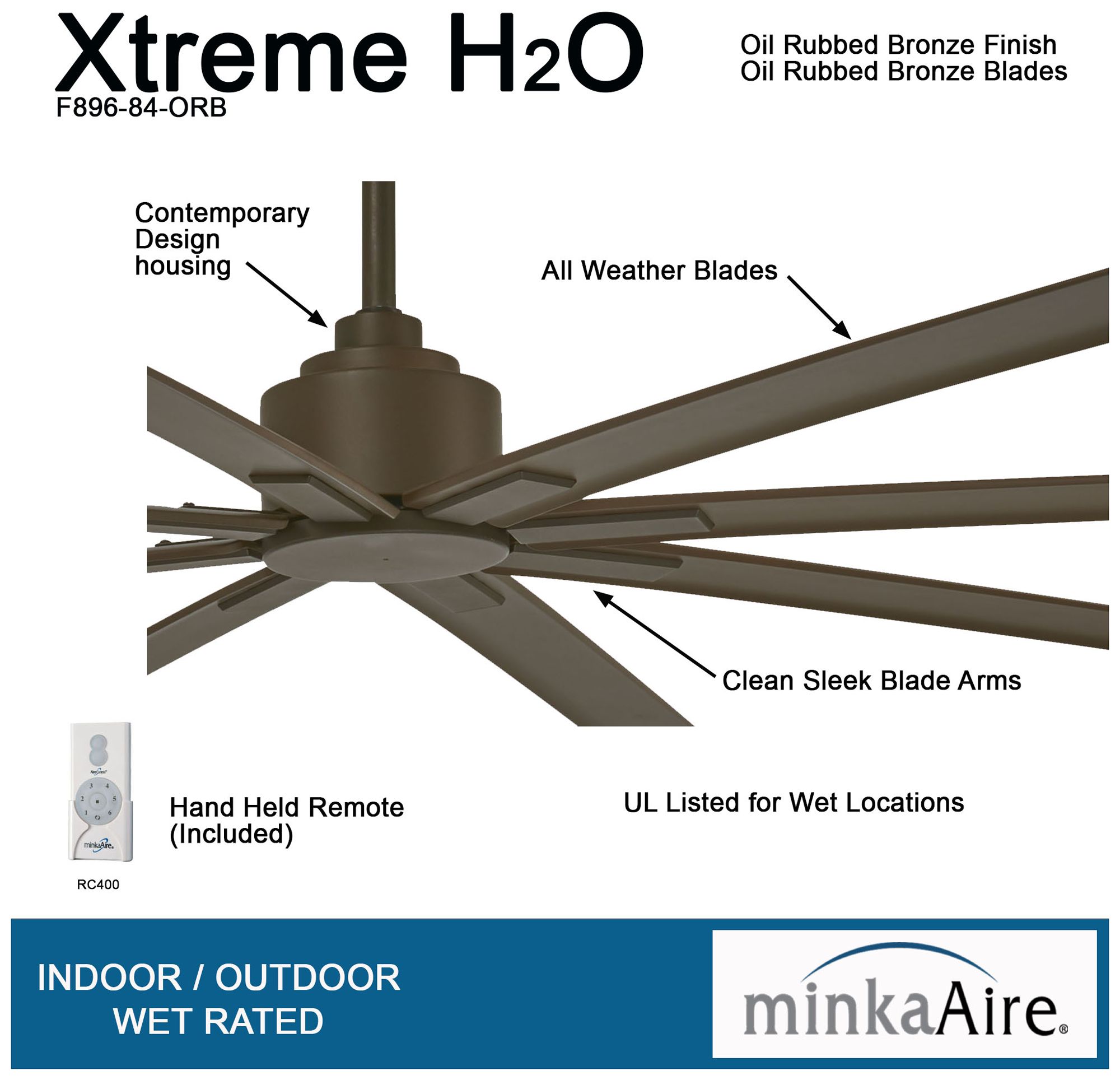 Image 6 Minka Aire Xtreme H20 84-inch Oil Rubbed Bronze Outdoor Ceiling Fan more views