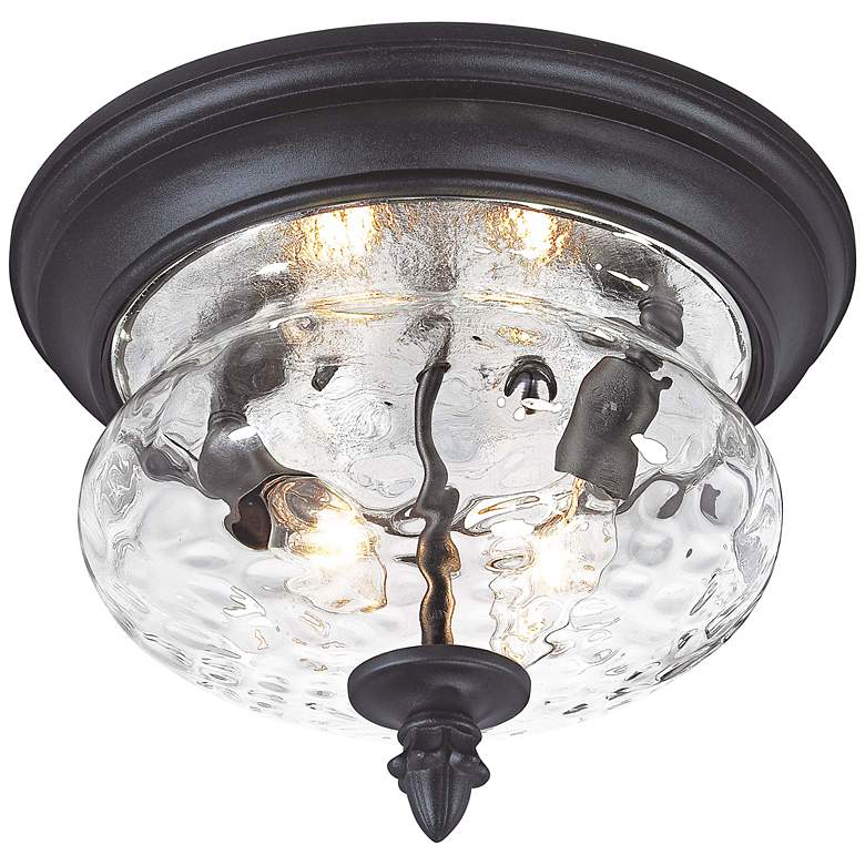 Image 2 Minka Ardmore 11 3/4" Wide Black Hammered Glass Outdoor Ceiling Light