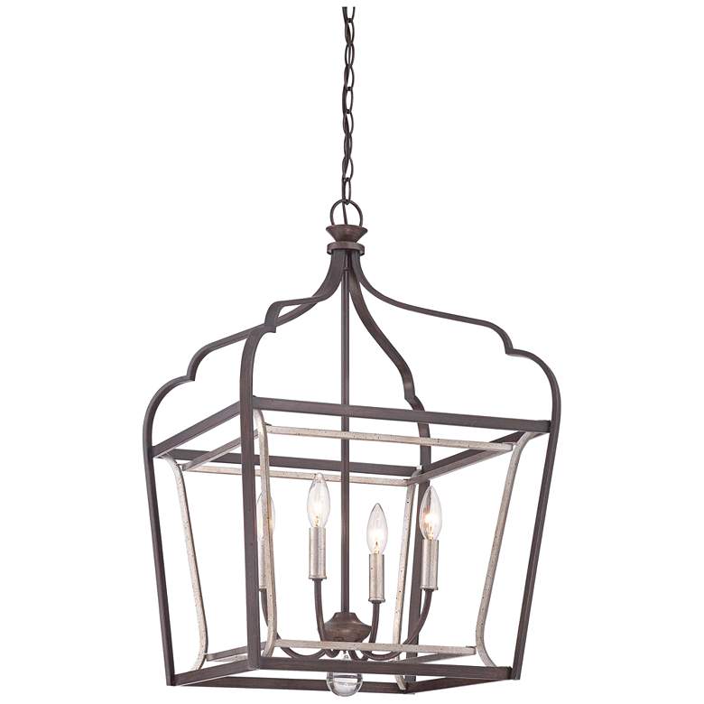 Image 2 Minka Astrapia 18" Wide Rubbed Sienna Lantern 4-Light Foyer Pendant