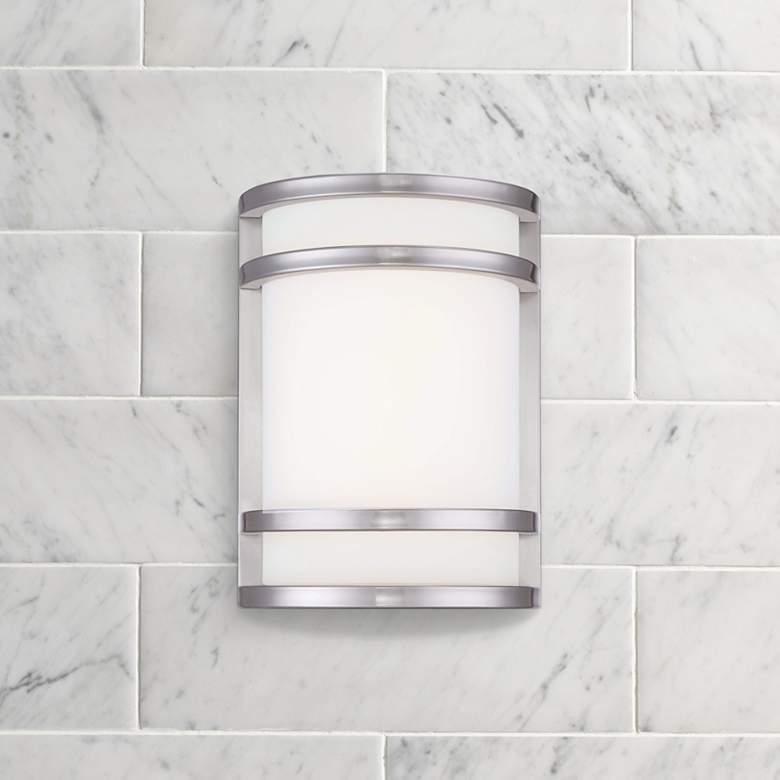 Image 1 Minka Bay View 9 1/2" High Stainless Steel Outdoor LED Wall Light
