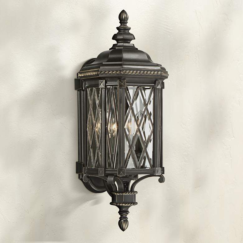 Image 1 Minka Bexley Manor 25 1/4" High Diamond Black Outdoor Wall Light