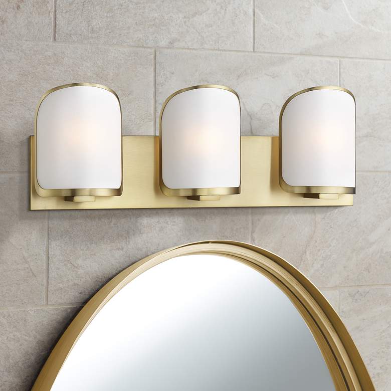 Image 1 Minka Bishop Crossing 24 1/2" Wide Soft Brass 3-Light Bath Light