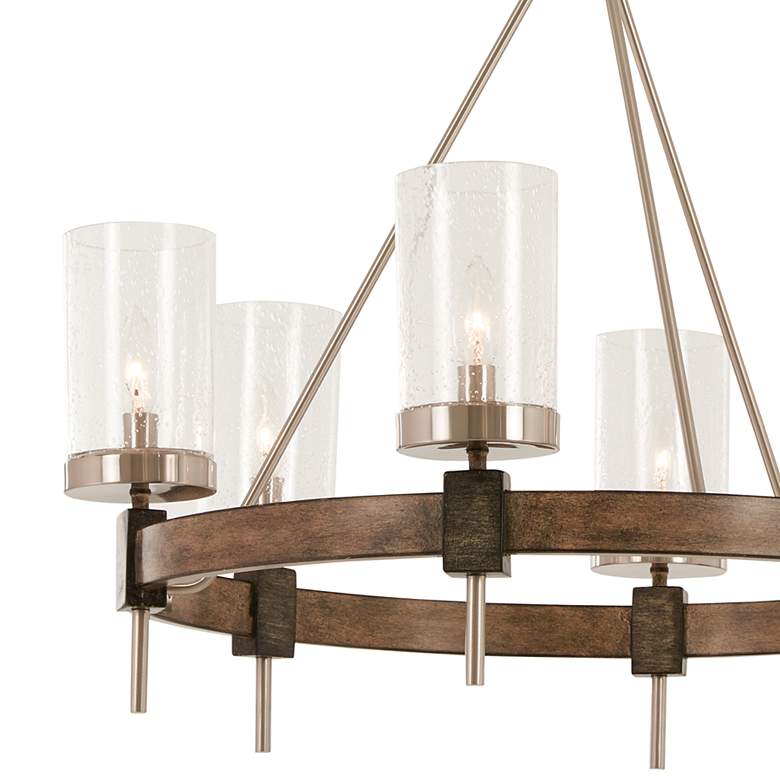 Image 3 Minka Bridlewood 28 inch Wide Wood Ring Modern Wagon Wheel Chandelier more views