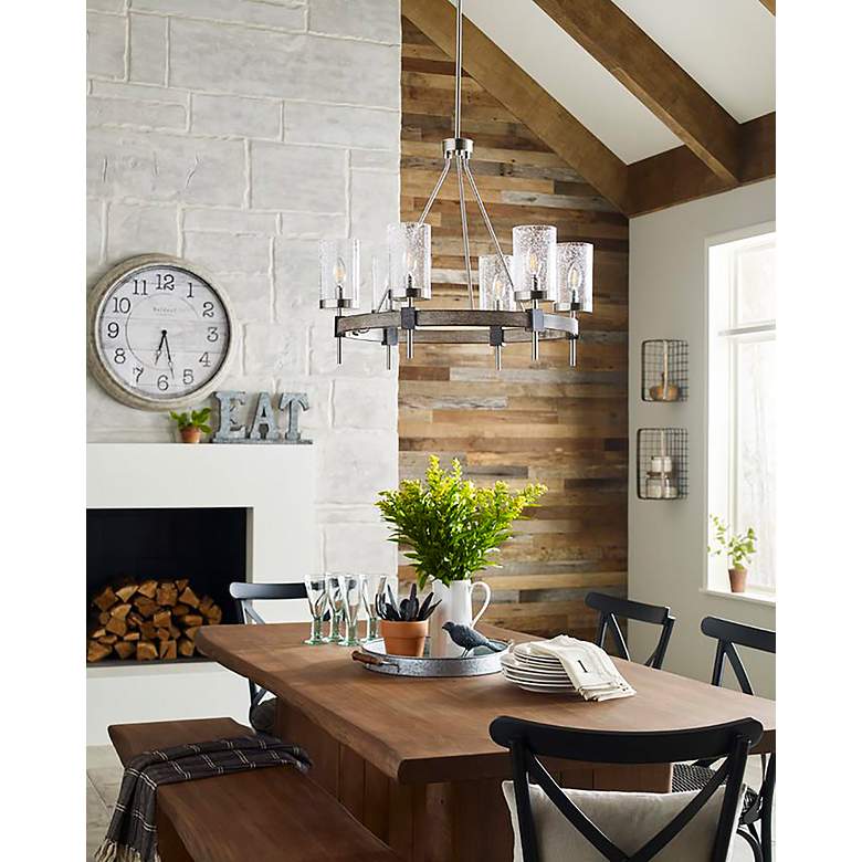 Image 6 Minka Bridlewood 28" Wide Wood Ring Modern Wagon Wheel Chandelier more views