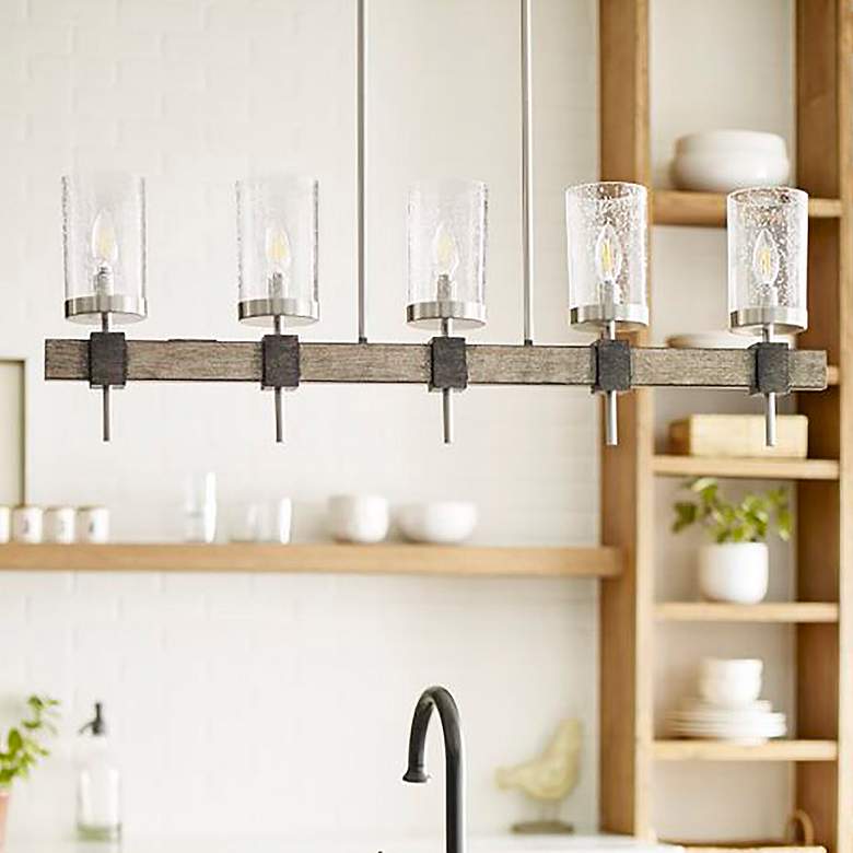 Image 2 Minka Bridlewood 40" Wide Gray and Nickel Kitchen Island Light Pendant