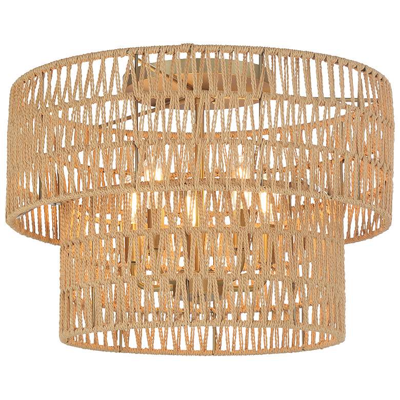 Image 2 Minka Bungalow Heaven 20" Wide Soft Brass Papyrus Rope Ceiling Light